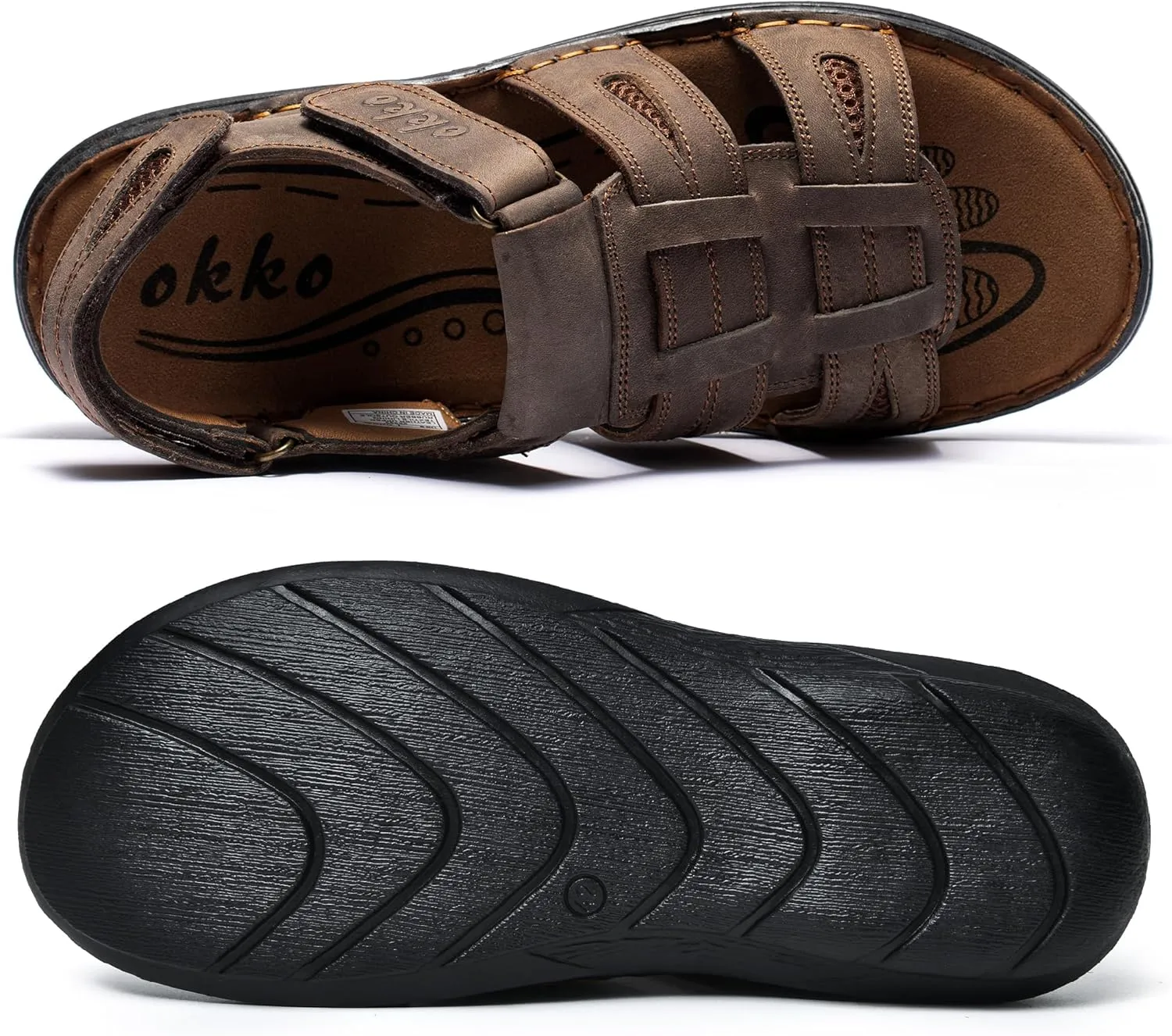 Mens Leather Sandals Open Toe Athletic Fisherman Sandal Casual Summer Outdoor Shoes for Men