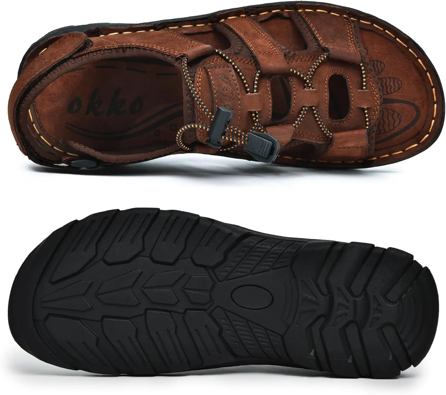 Mens Leather Sandals Open Toe Athletic Fisherman Sandal Casual Summer Outdoor Shoes for Men