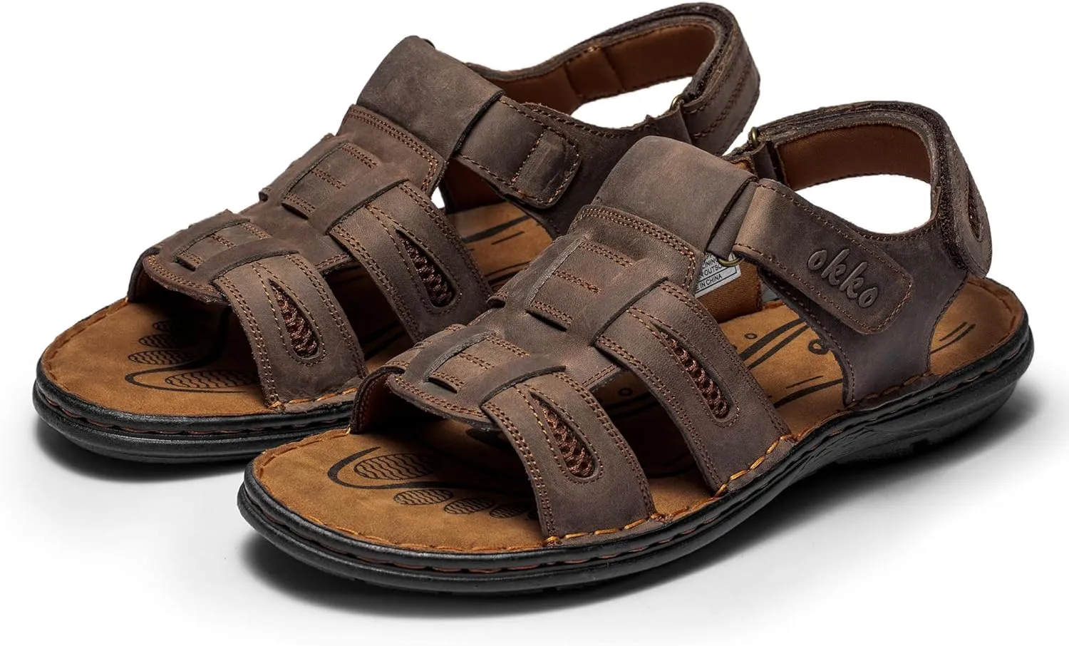 Mens Leather Sandals Open Toe Athletic Fisherman Sandal Casual Summer Outdoor Shoes for Men