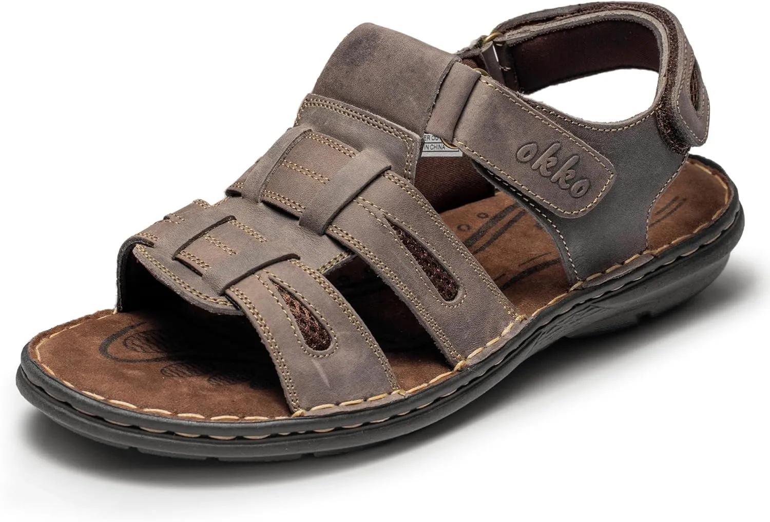 Mens Leather Sandals Open Toe Athletic Fisherman Sandal Casual Summer Outdoor Shoes for Men