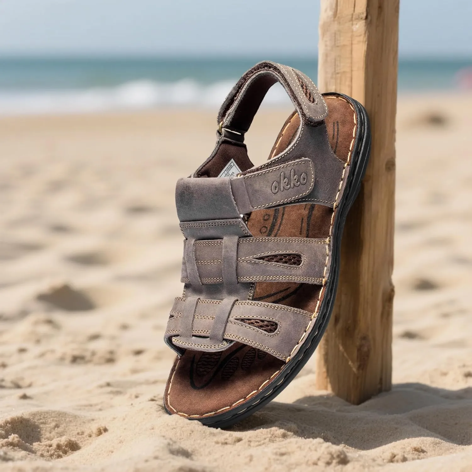 Mens Leather Sandals Open Toe Athletic Fisherman Sandal Casual Summer Outdoor Shoes for Men