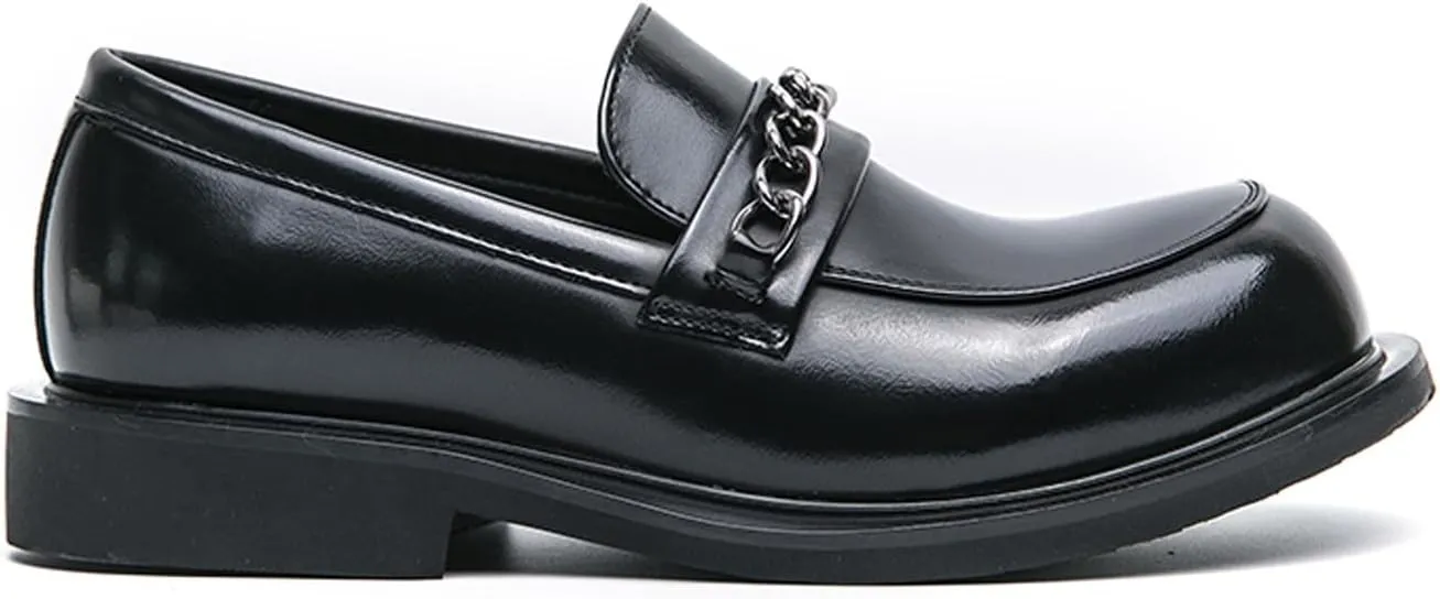 Mens Loafers Dress Casual Slip On Leather Penny Loafers Business Wedding Boat Fashion Chain Shoes for Men
