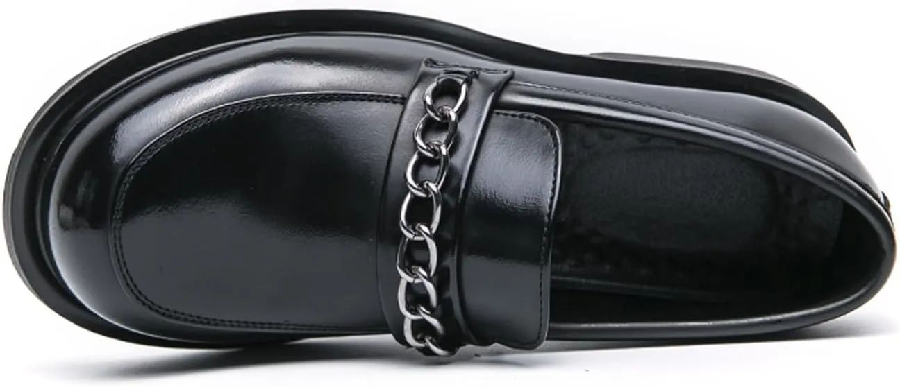 Mens Loafers Dress Casual Slip On Leather Penny Loafers Business Wedding Boat Fashion Chain Shoes for Men