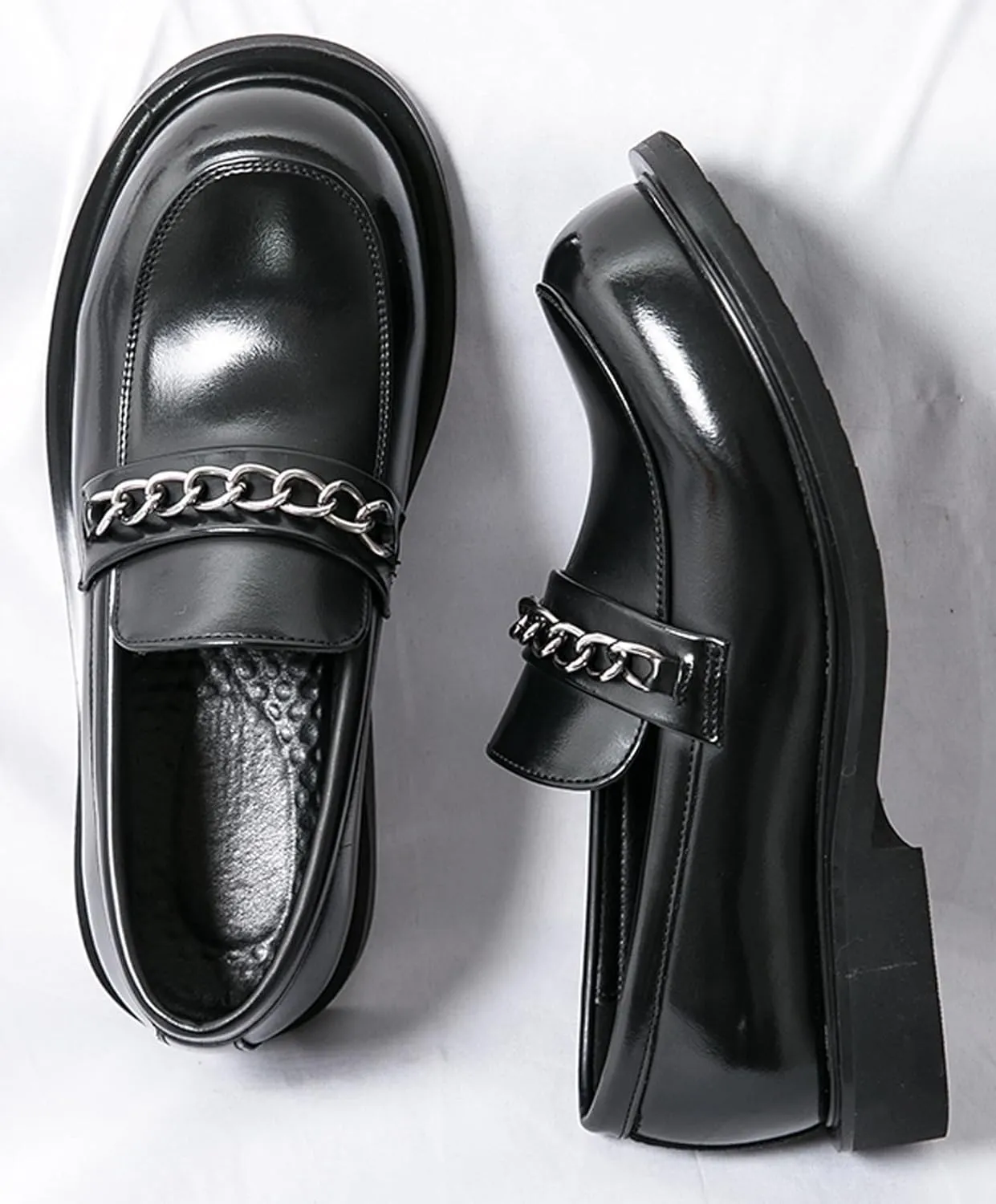 Mens Loafers Dress Casual Slip On Leather Penny Loafers Business Wedding Boat Fashion Chain Shoes for Men