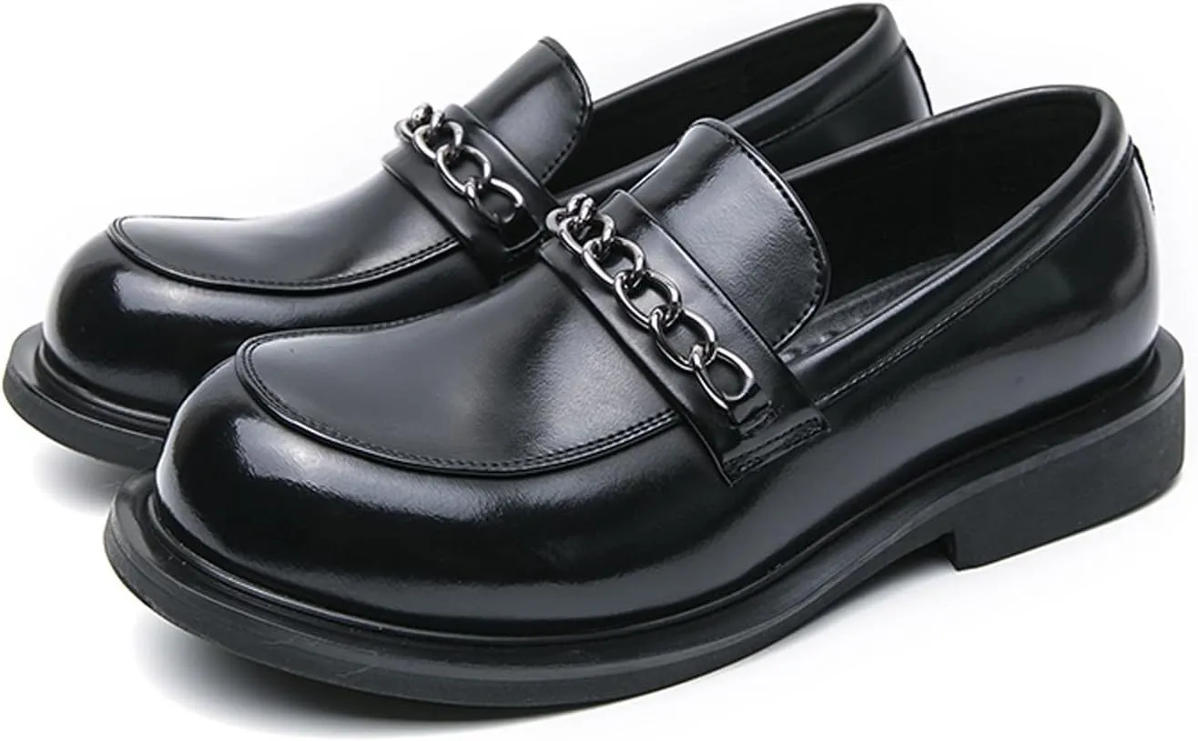 Mens Loafers Dress Casual Slip On Leather Penny Loafers Business Wedding Boat Fashion Chain Shoes for Men