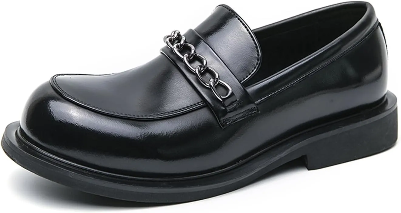 Mens Loafers Dress Casual Slip On Leather Penny Loafers Business Wedding Boat Fashion Chain Shoes for Men