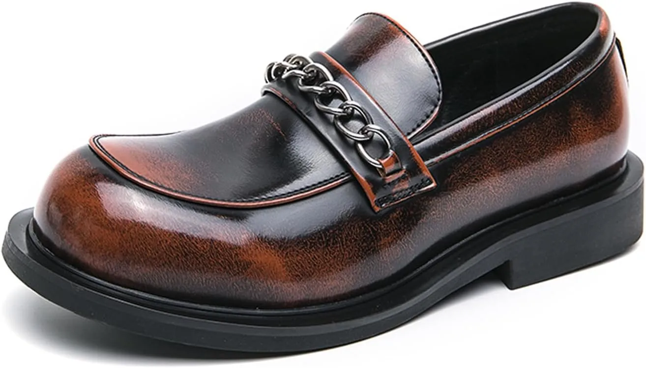 Mens Loafers Dress Casual Slip On Leather Penny Loafers Business Wedding Boat Fashion Chain Shoes for Men