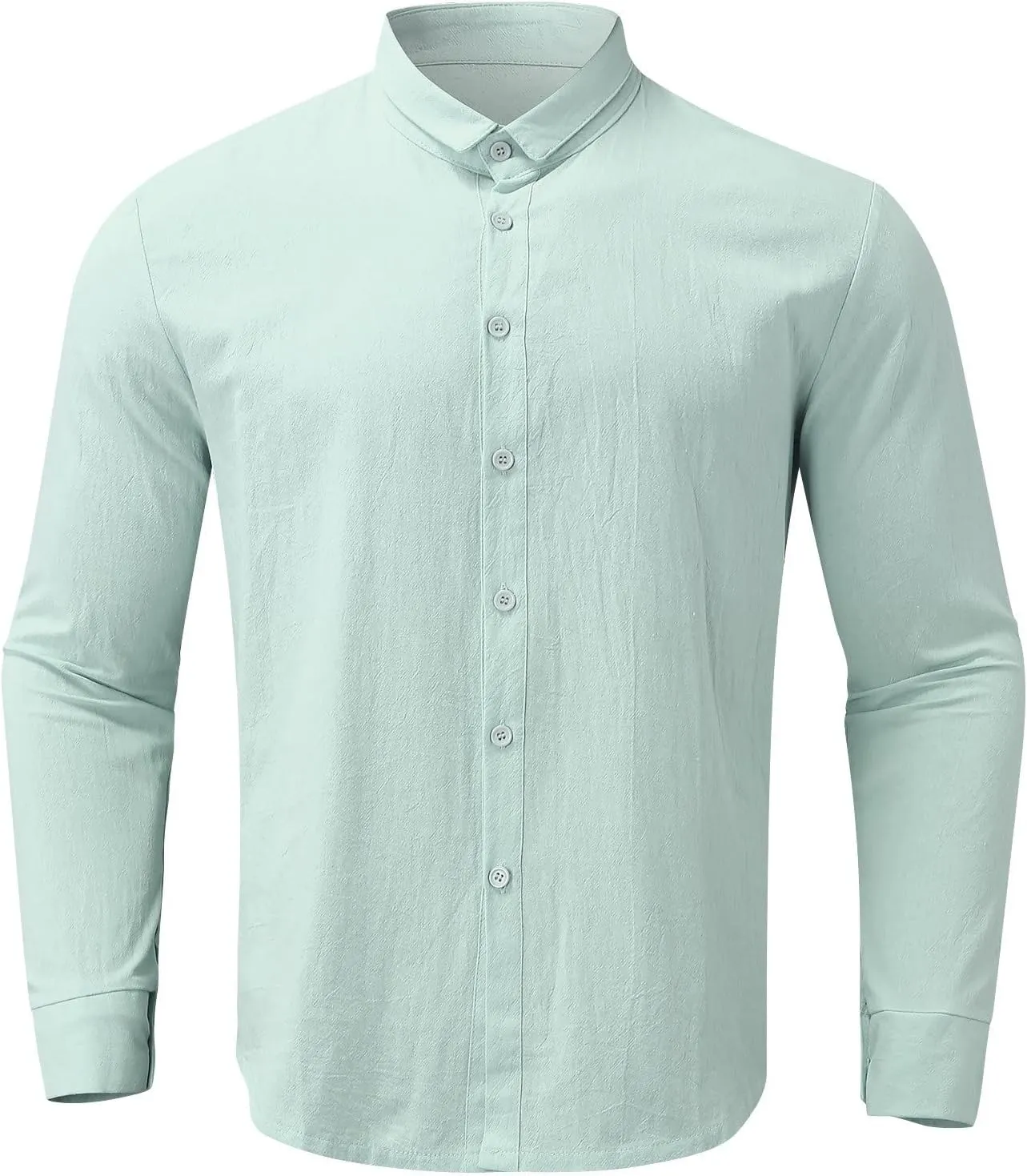 Men's Long Sleeve Button Down Shirts Casual Cotton Linen Shirts Summer Beach Shirt with Pocket