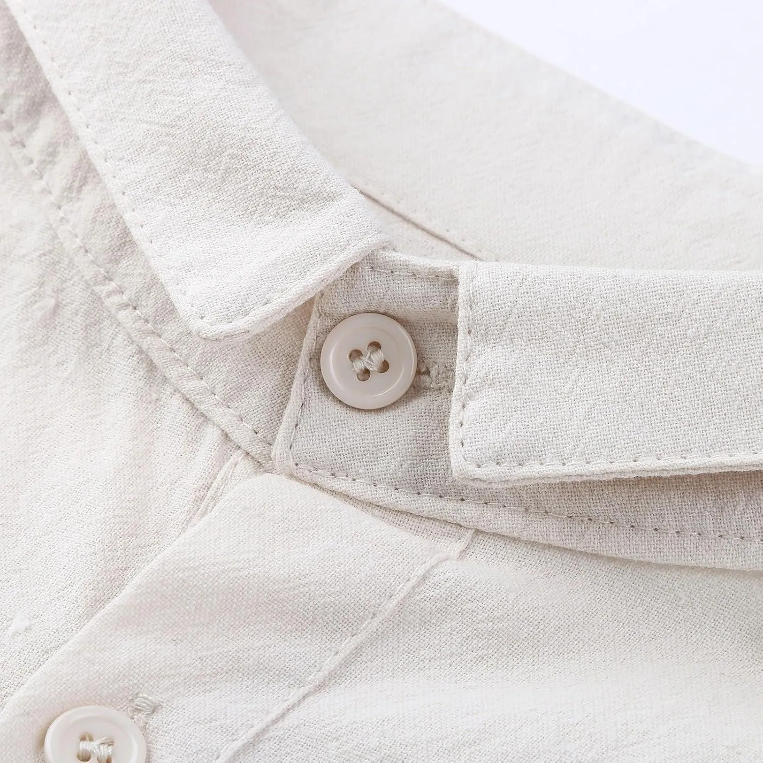 Men's Long Sleeve Button Down Shirts Casual Cotton Linen Shirts Summer Beach Shirt with Pocket