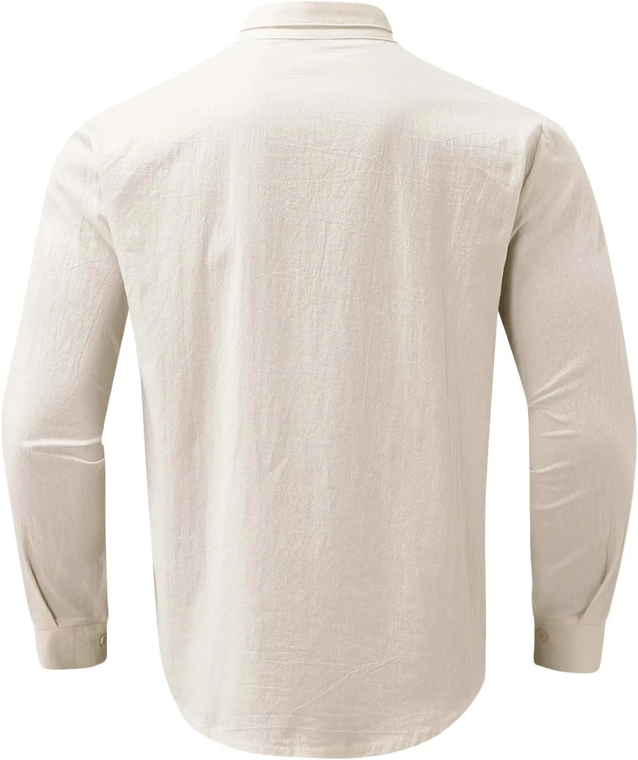 Men's Long Sleeve Button Down Shirts Casual Cotton Linen Shirts Summer Beach Shirt with Pocket