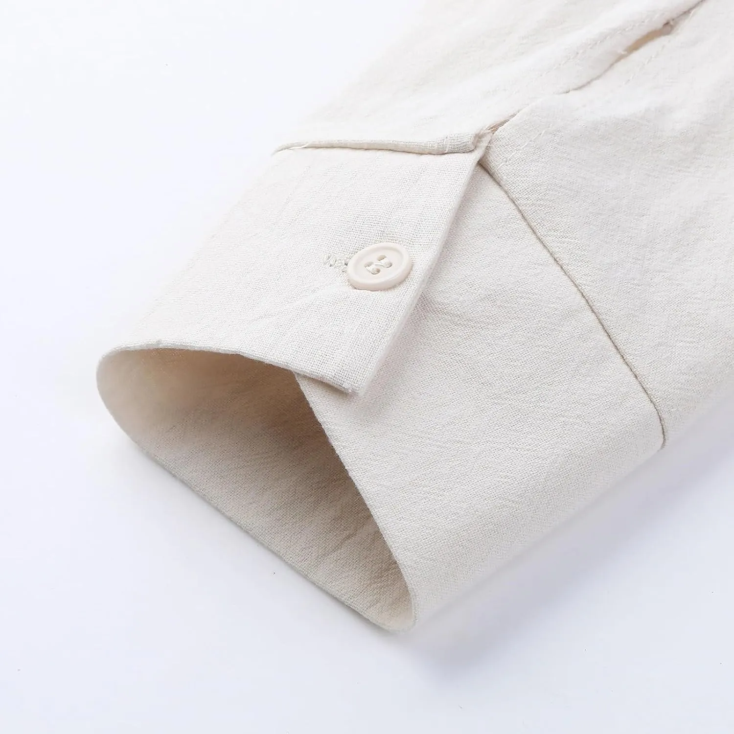 Men's Long Sleeve Button Down Shirts Casual Cotton Linen Shirts Summer Beach Shirt with Pocket
