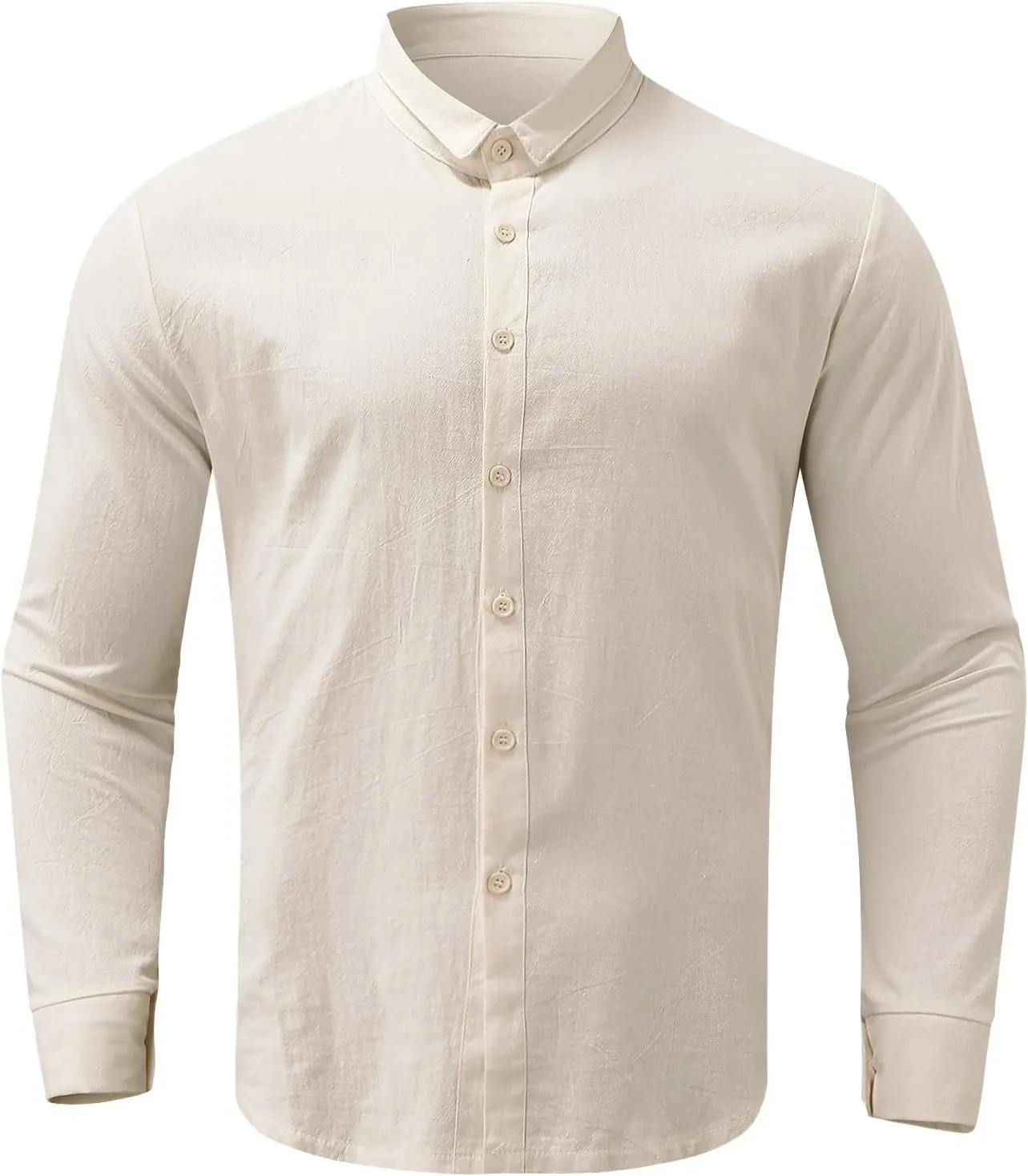Men's Long Sleeve Button Down Shirts Casual Cotton Linen Shirts Summer Beach Shirt with Pocket