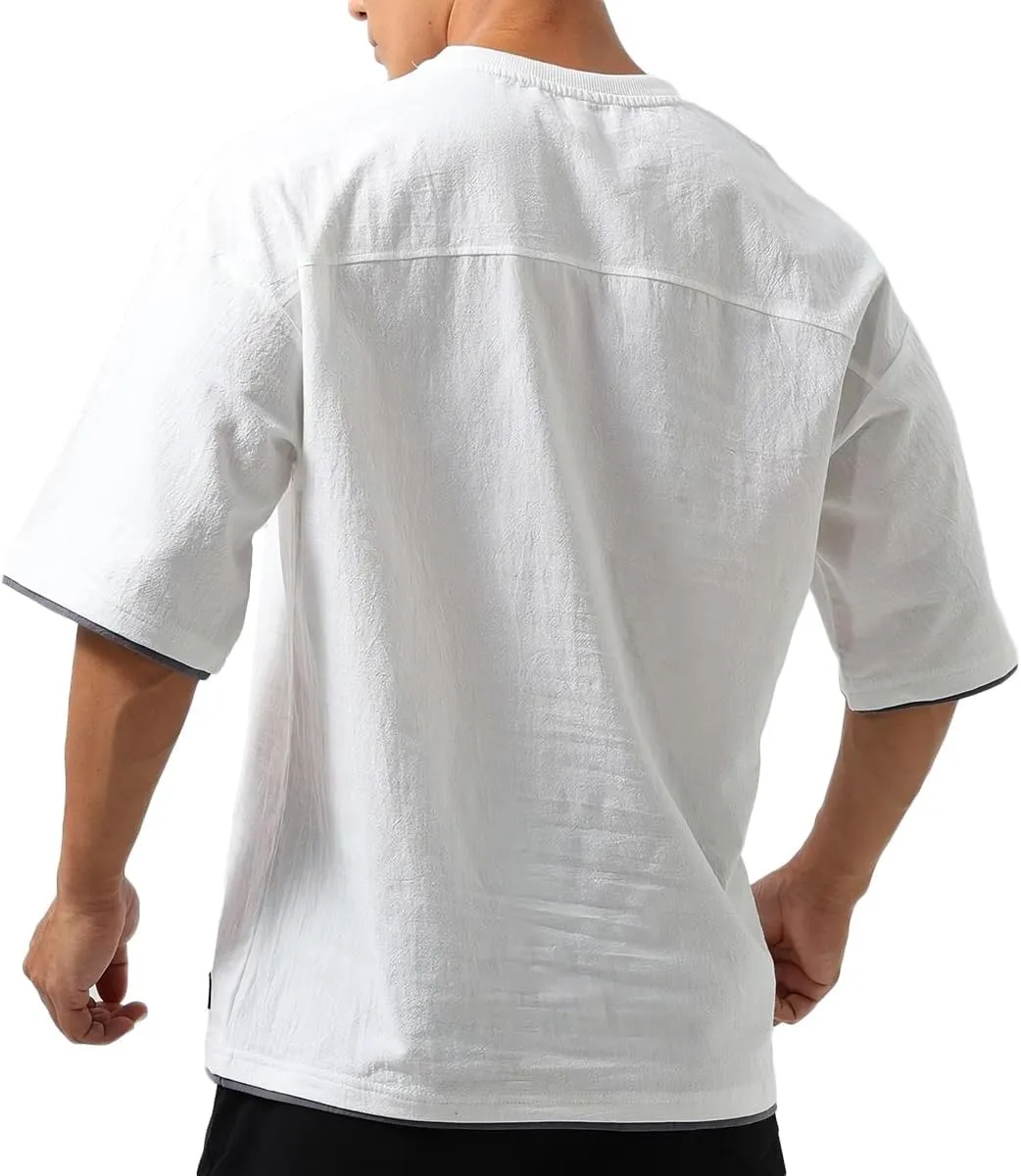 Mens Oversize Loose Hip-hop Shirts Plus Size Shirts Half Sleeve Workout Gym Sweatshirts for Men T83