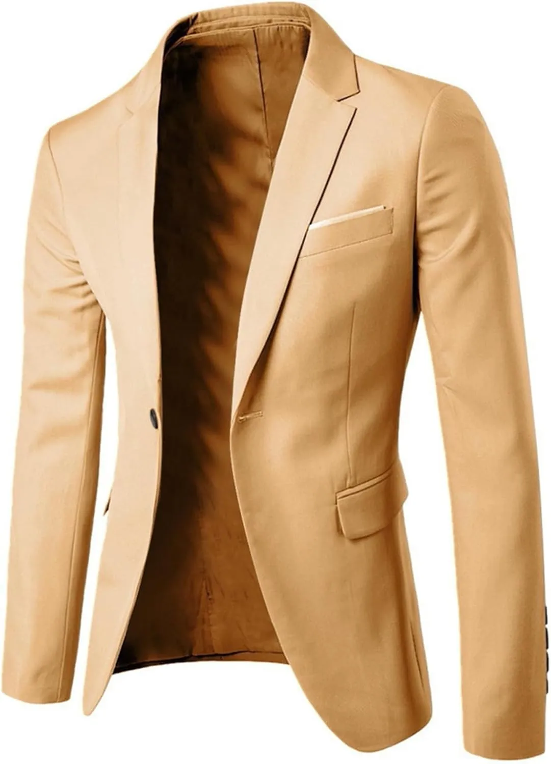 Men's Slim Fit Blazer for Wedding, Prom & Business - Classic Lapel Single Button Suit Jacket, Formal Dinner Coat