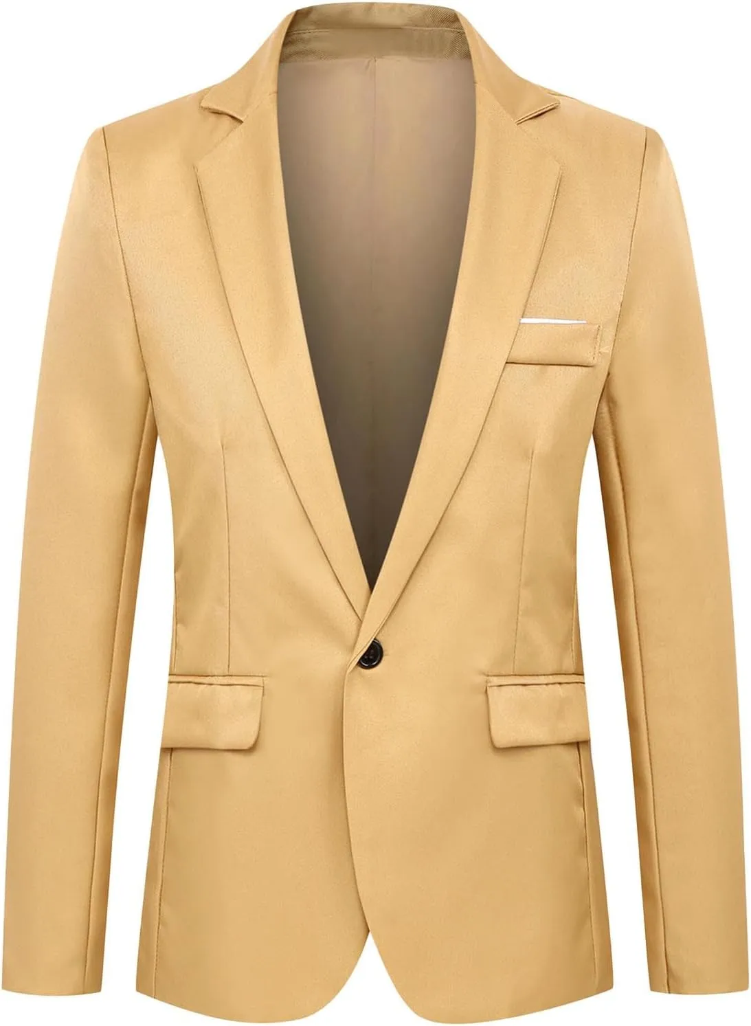 Men's Slim Fit Blazer for Wedding, Prom & Business - Classic Lapel Single Button Suit Jacket, Formal Dinner Coat