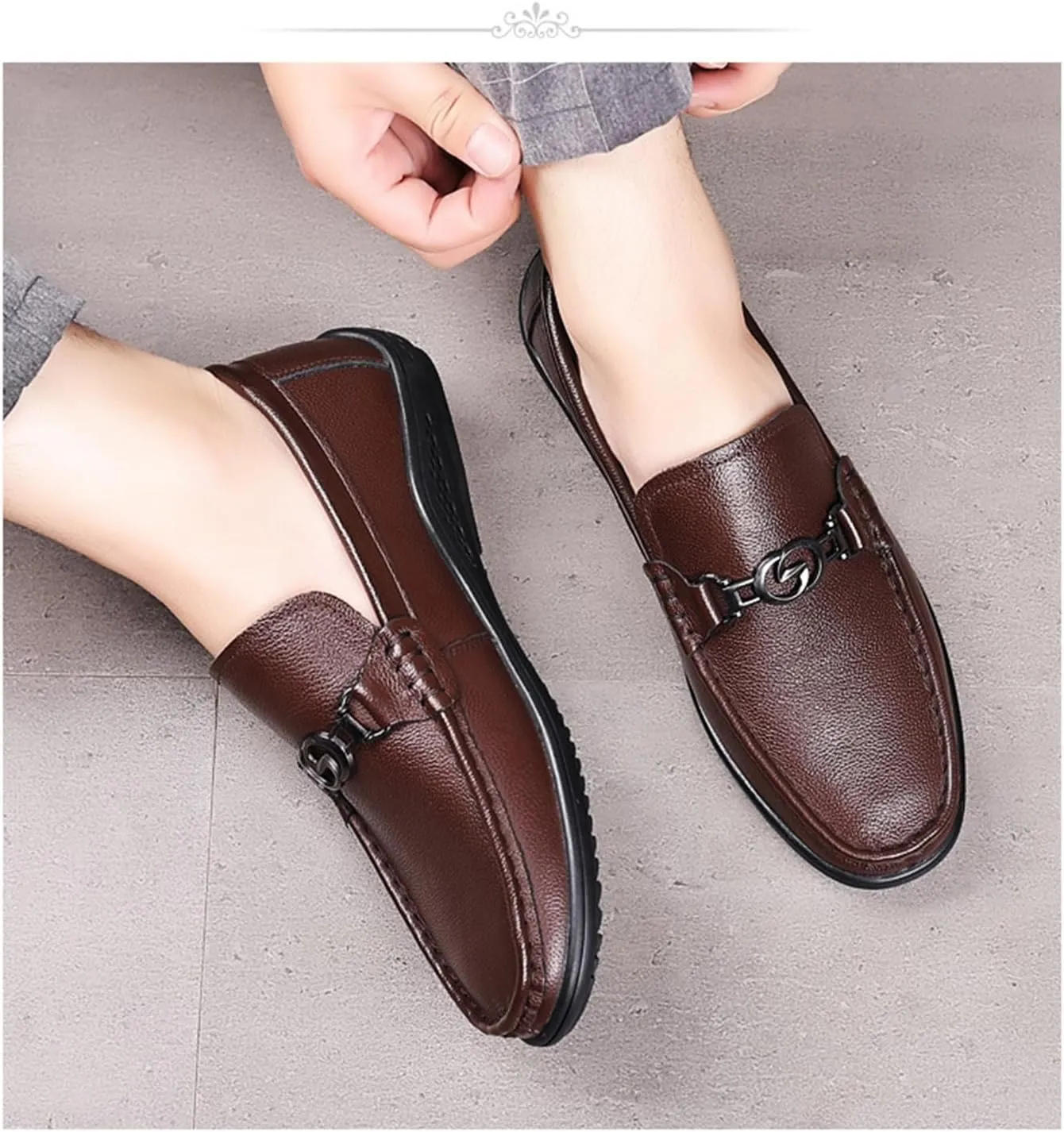 Men's Slip-On Loafers Formal Dress Shoes Chain Non-Slip Comfy Business Shoes Classic Boat Shoes