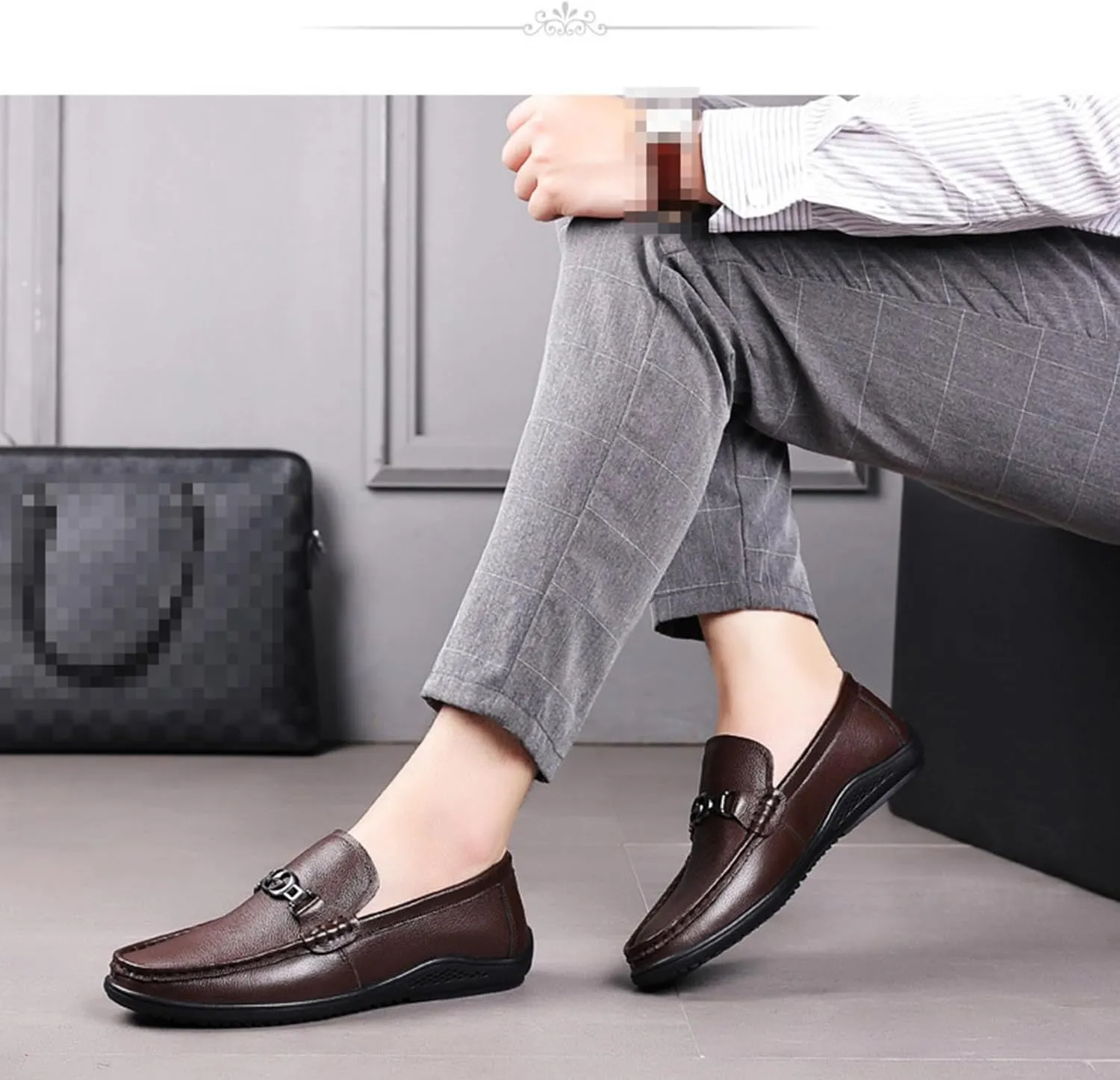 Men's Slip-On Loafers Formal Dress Shoes Chain Non-Slip Comfy Business Shoes Classic Boat Shoes