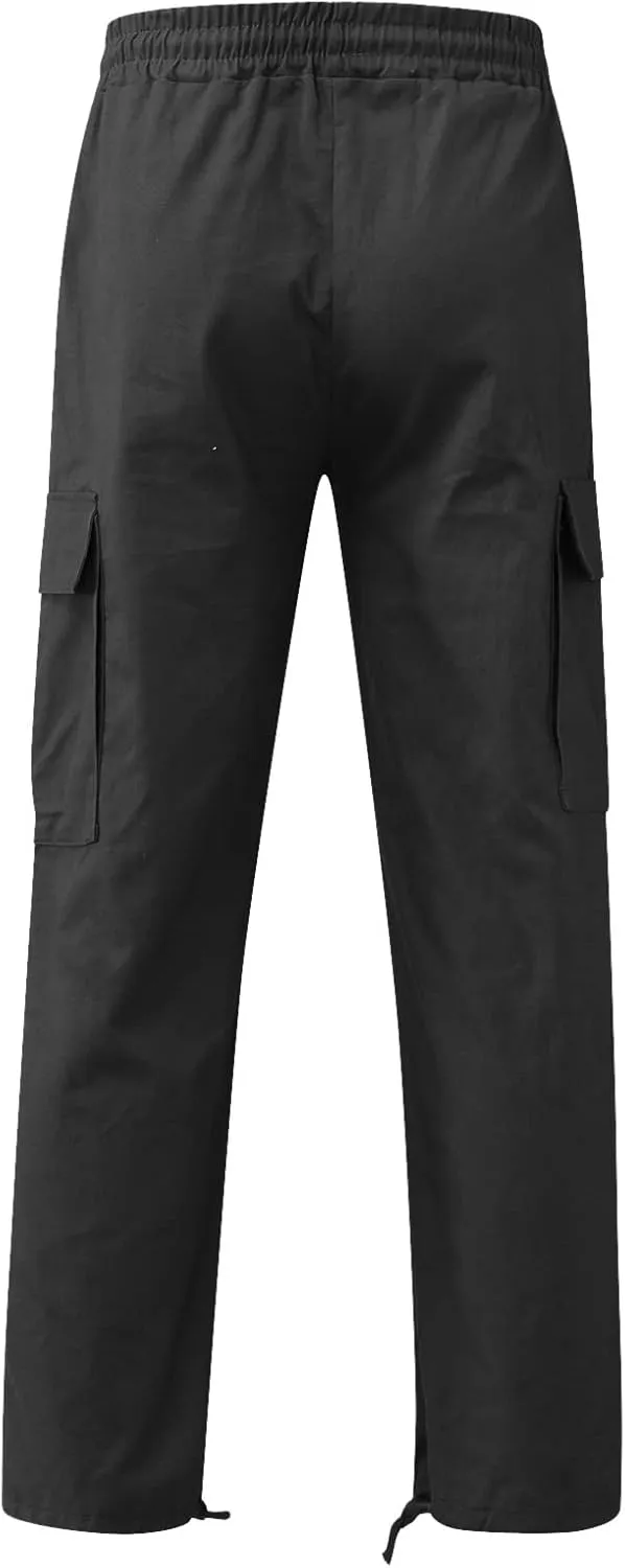 Mens Sweatpants with Pockets Big and Tall Fit Fashion Solid Color Elastic Waist Long Pants Outdoor Camping Streetwear