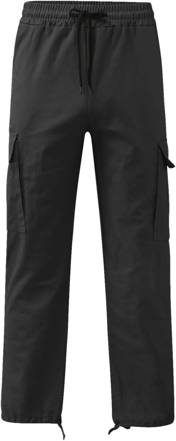 Mens Sweatpants with Pockets Big and Tall Fit Fashion Solid Color Elastic Waist Long Pants Outdoor Camping Streetwear