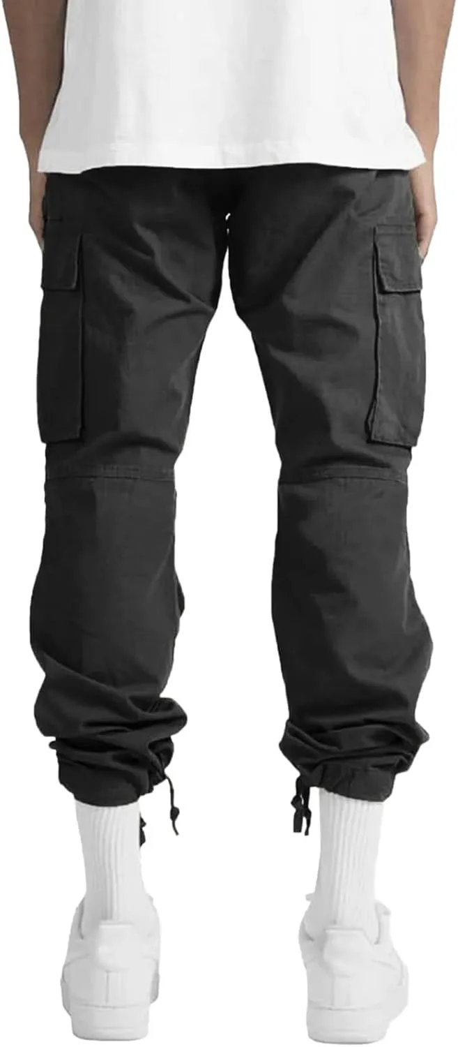 Mens Sweatpants with Pockets Big and Tall Fit Fashion Solid Color Elastic Waist Long Pants Outdoor Camping Streetwear
