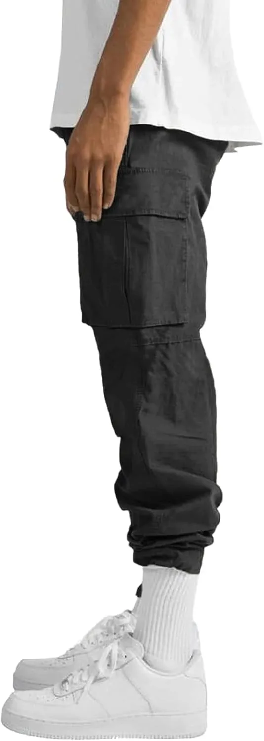 Mens Sweatpants with Pockets Big and Tall Fit Fashion Solid Color Elastic Waist Long Pants Outdoor Camping Streetwear
