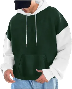 Men's Sweatshirts Hoodies Contrast Color Loose Drop Shoulder Sleeves Hoodies Casual Sports Graphic Hoodies, M-3XL