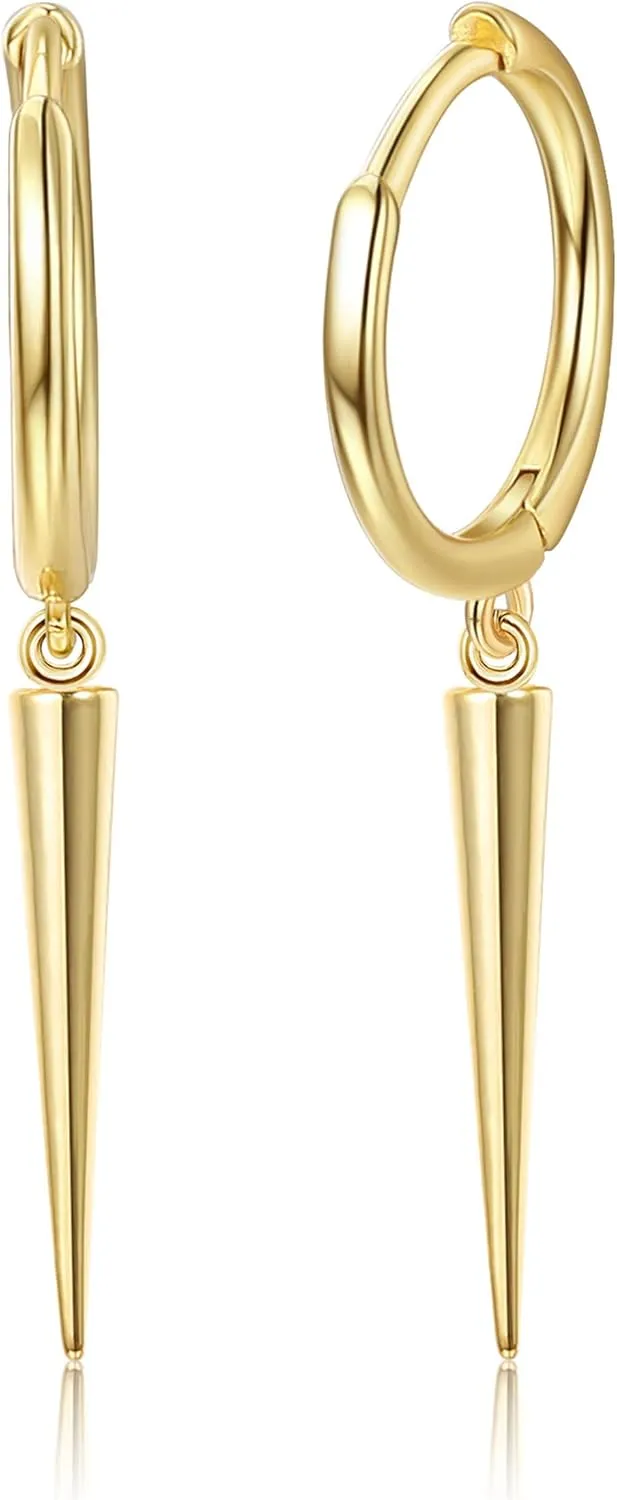 MILACOLATO 925 Sterling Silver Hoop Earrings for Women 18K Gold Silver Plated Drop Dangle Hoop Earrings with Charms Cross Spike Moon Star Paperclip Link Statement Earrings Convertible Link Huggie Earrings Hypoallergenic