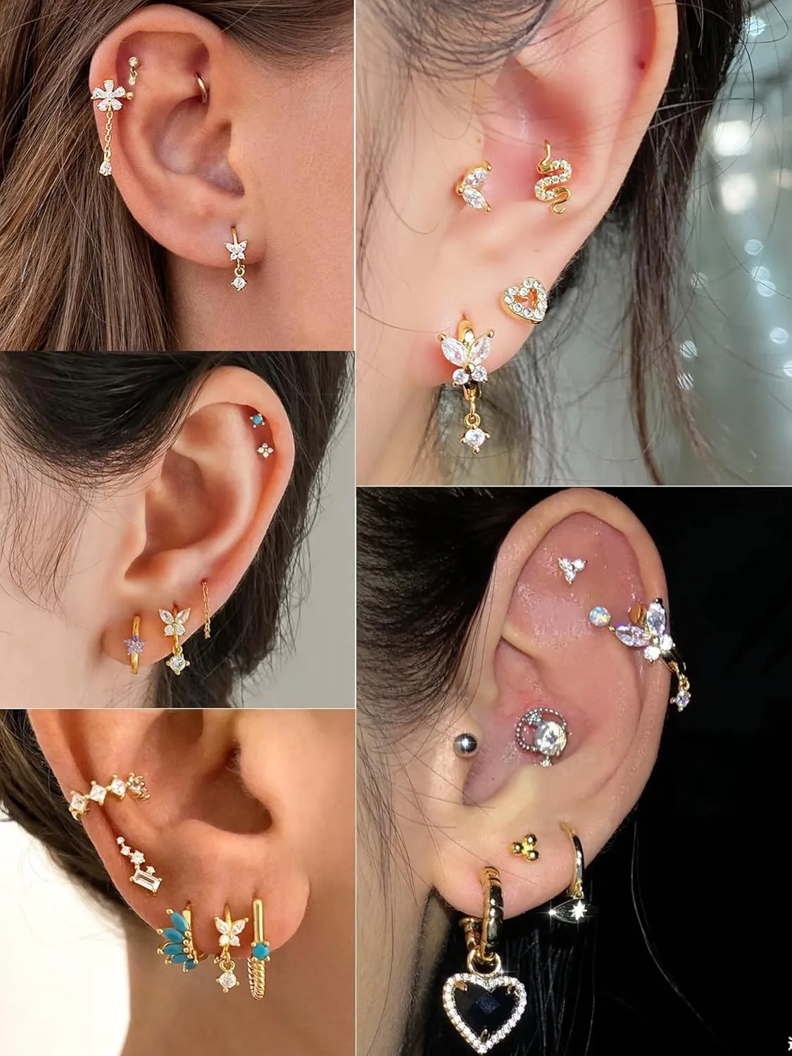 Mini Huggie Hoop Earrings With Dangle Charm 925 Sterling Silver Gold Tiny Small Cz Cubic Zirconia Butterfly Flower Dangling Hoop Earrings
