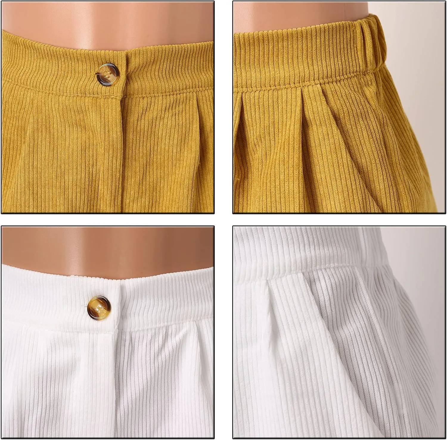 Miyaomn Women Trendy Fall Corduroy Pants Solid Color Loose High Waist Straight Wide Leg Trousers Casual Trousers with Pockets