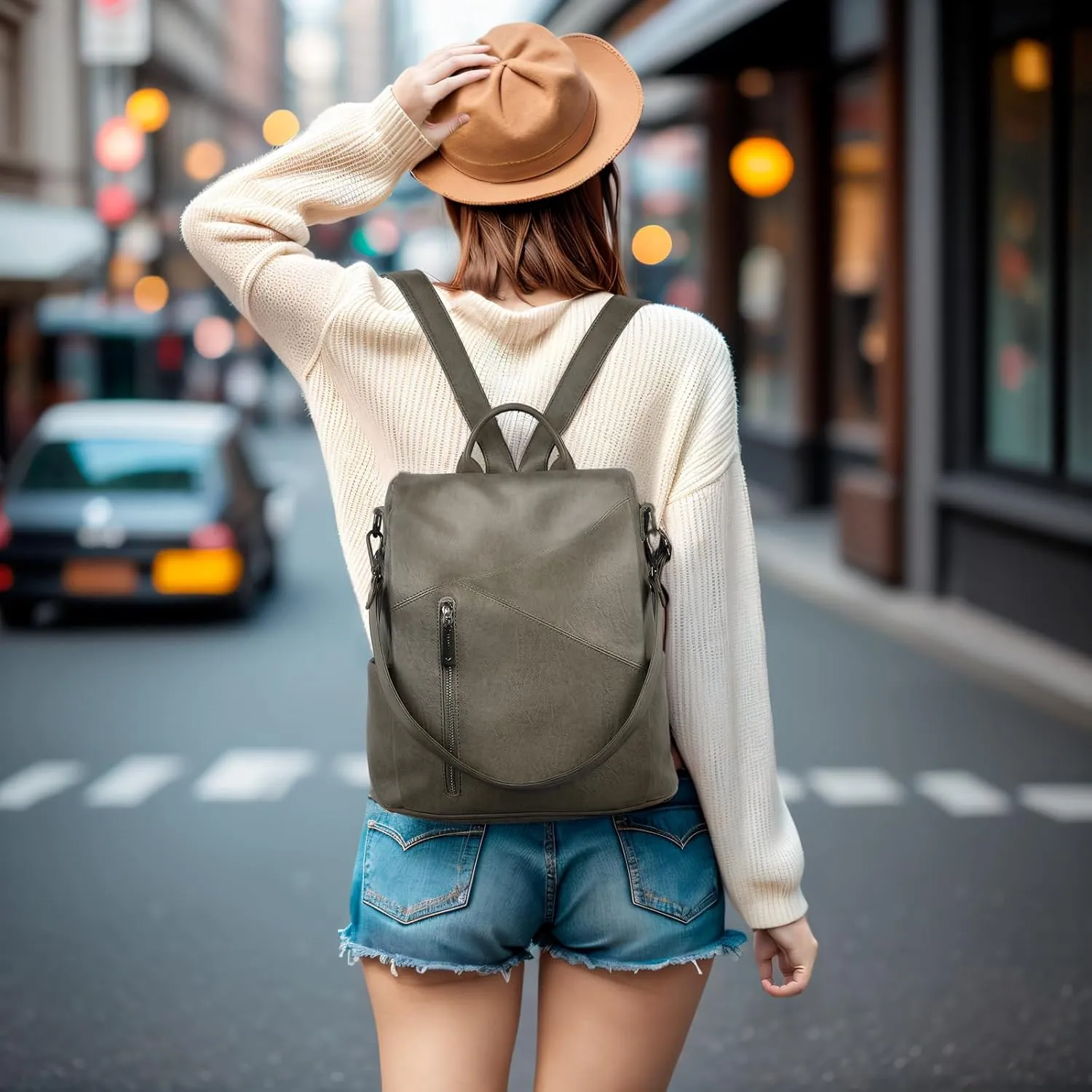 molshine Anti Theft Backpack,Fashion Casual Travel PU Leather Daypack Bag Shoulder Rucksack Handbags for Women HB041