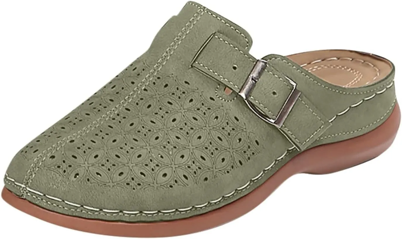 Mules for Women Wedge Sandals Comfortable Dressy Summer Closed Toe Casual Adjustable Hook Loop Alicegana Comfort on Shoes Clogs Platform Orthopedic Ankle Strap Slip On Walking Slippers