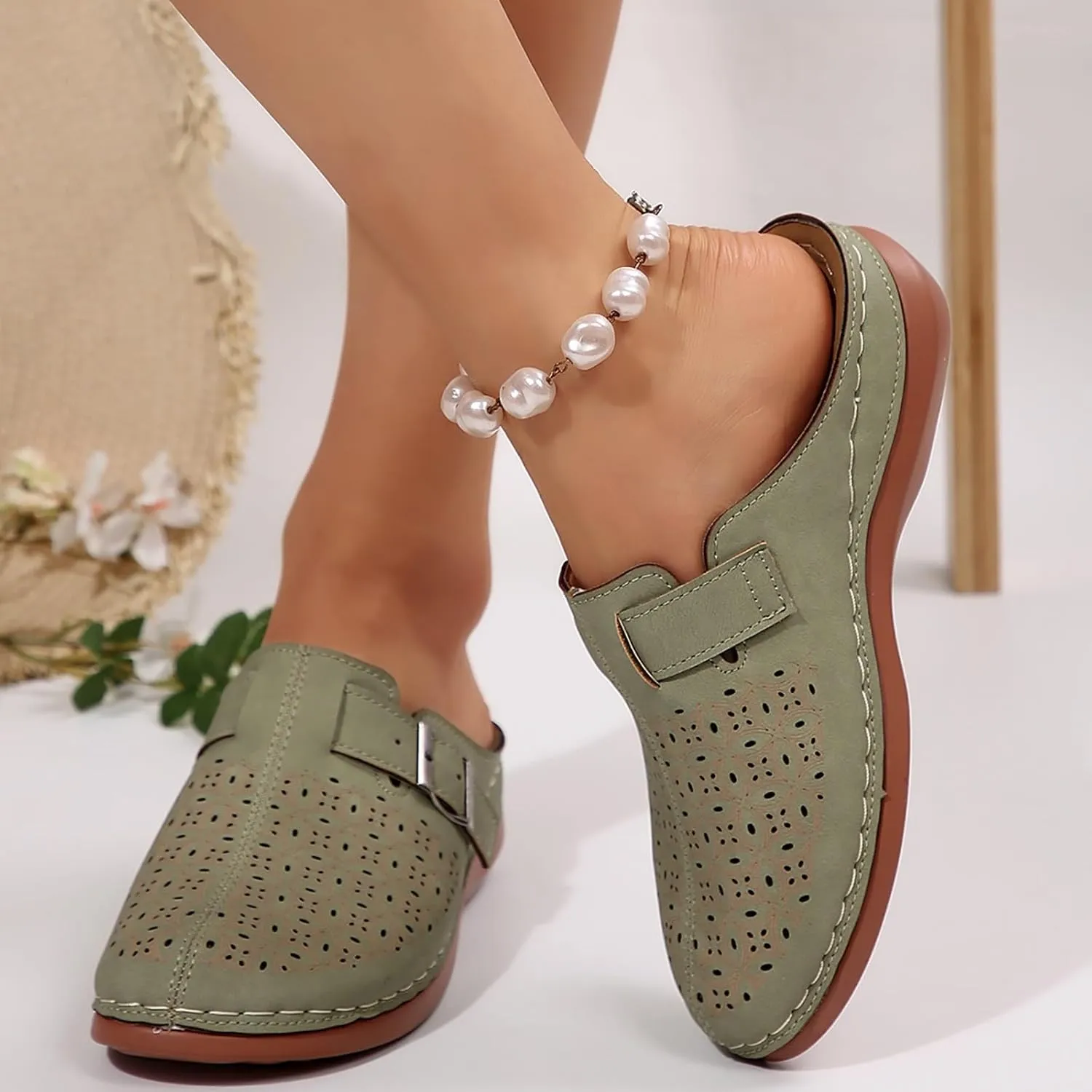 Mules for Women Wedge Sandals Comfortable Dressy Summer Closed Toe Casual Adjustable Hook Loop Alicegana Comfort on Shoes Clogs Platform Orthopedic Ankle Strap Slip On Walking Slippers