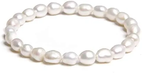 Natural Freshwater Pearls Bracelets Women 2022 Bangles Handmade White Baroque Pearls Beads Elastic Bracelet Men Fashion Jewelry - (Metal Color: 16; Length: 19cm)