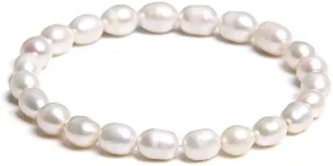 Natural Freshwater Pearls Bracelets Women 2022 Bangles Handmade White Baroque Pearls Beads Elastic Bracelet Men Fashion Jewelry - (Metal Color: 7; Length: 19cm)