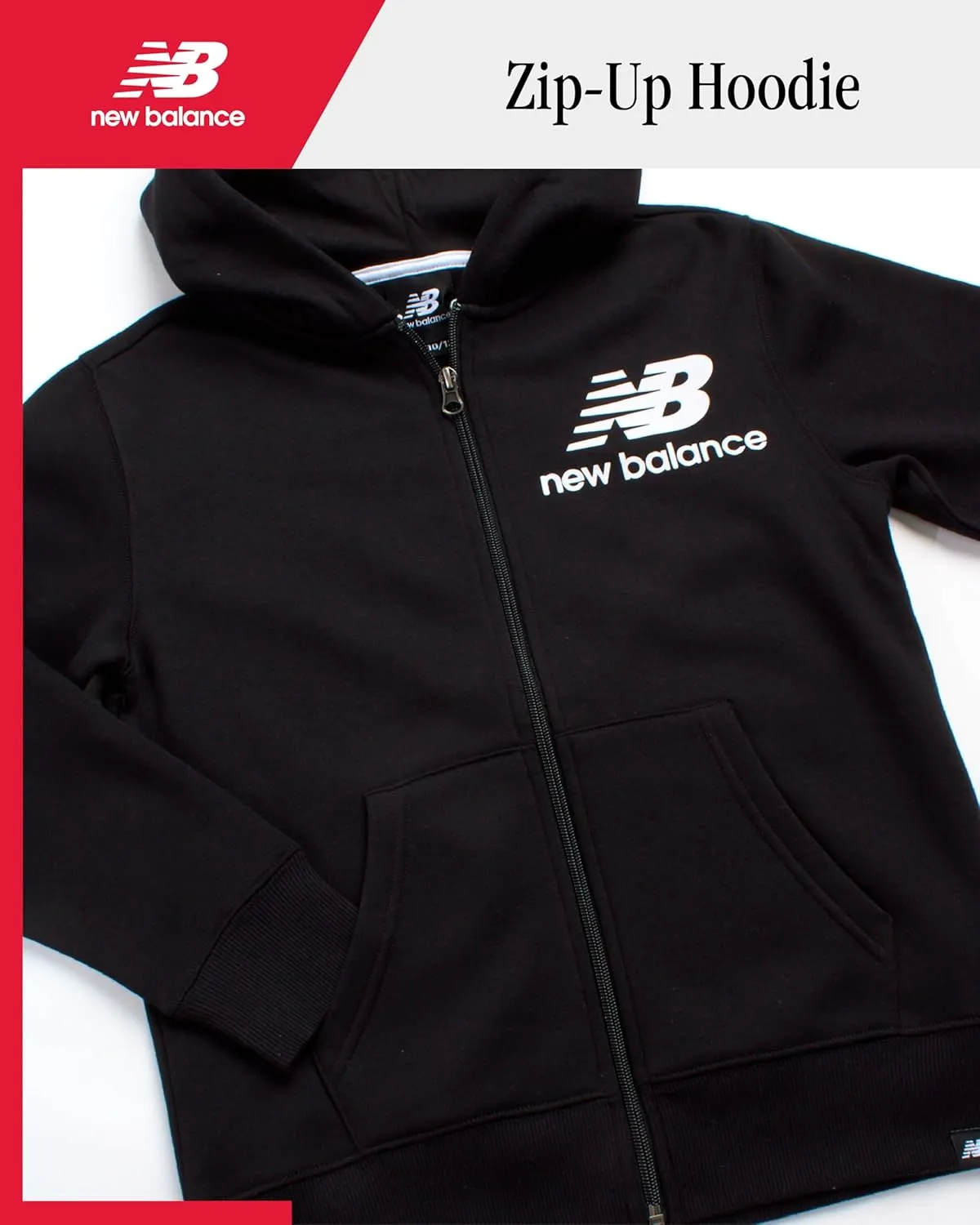 New Balance Boys' Active Sweatshirt - Zip-Up Fleece Hoodie - Performance Activewear for Boys (8-20)
