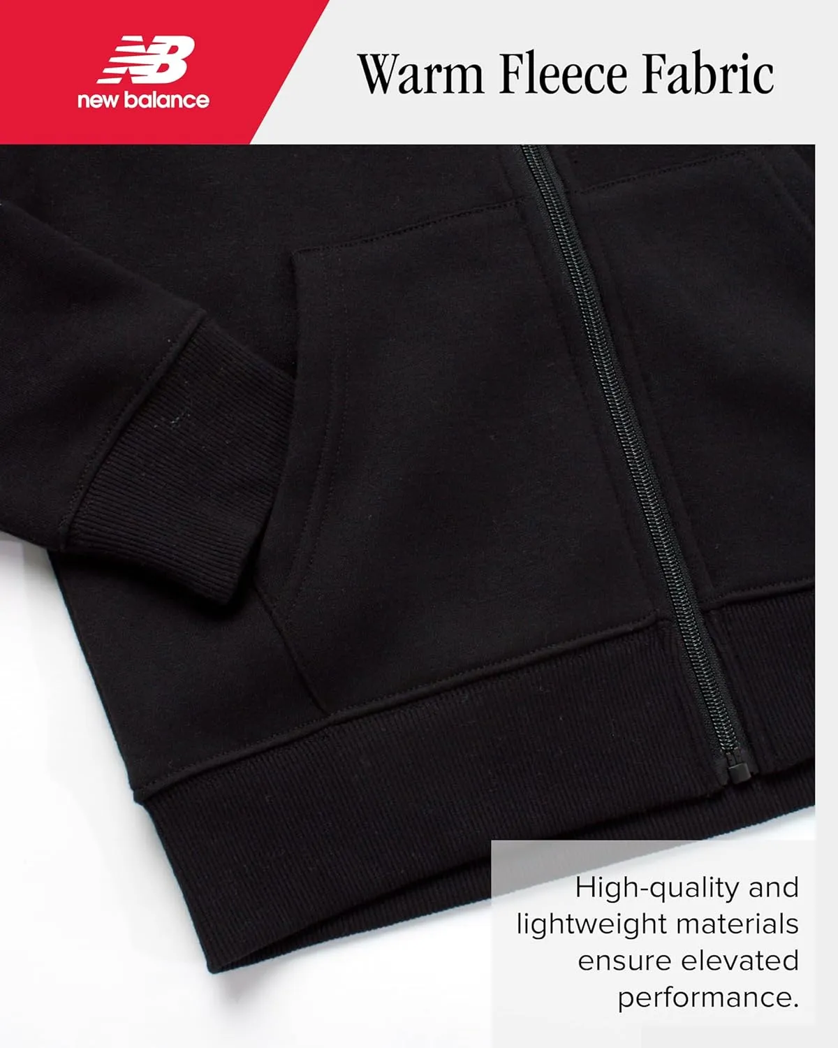 New Balance Boys' Active Sweatshirt - Zip-Up Fleece Hoodie - Performance Activewear for Boys (8-20)