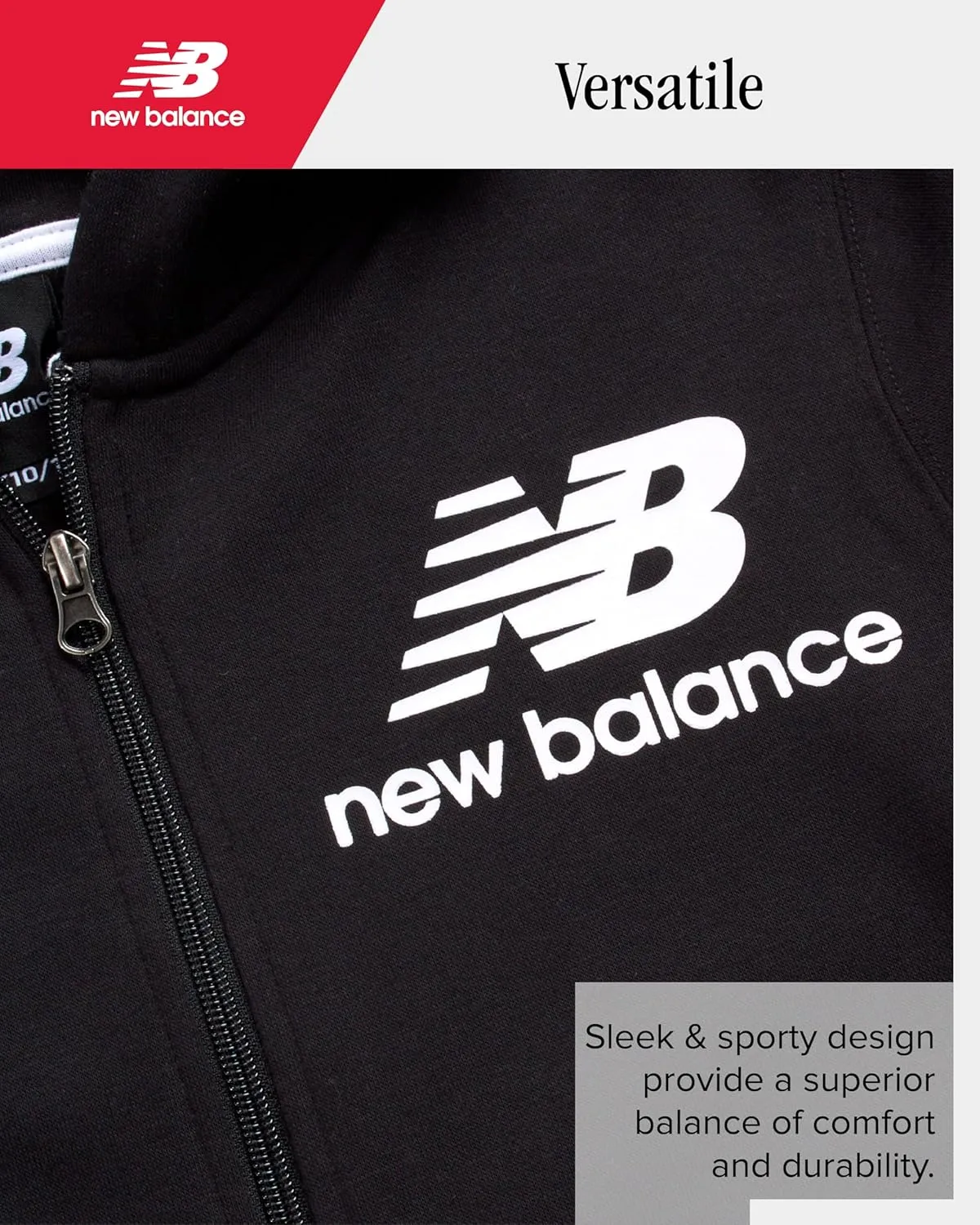 New Balance Boys' Active Sweatshirt - Zip-Up Fleece Hoodie - Performance Activewear for Boys (8-20)