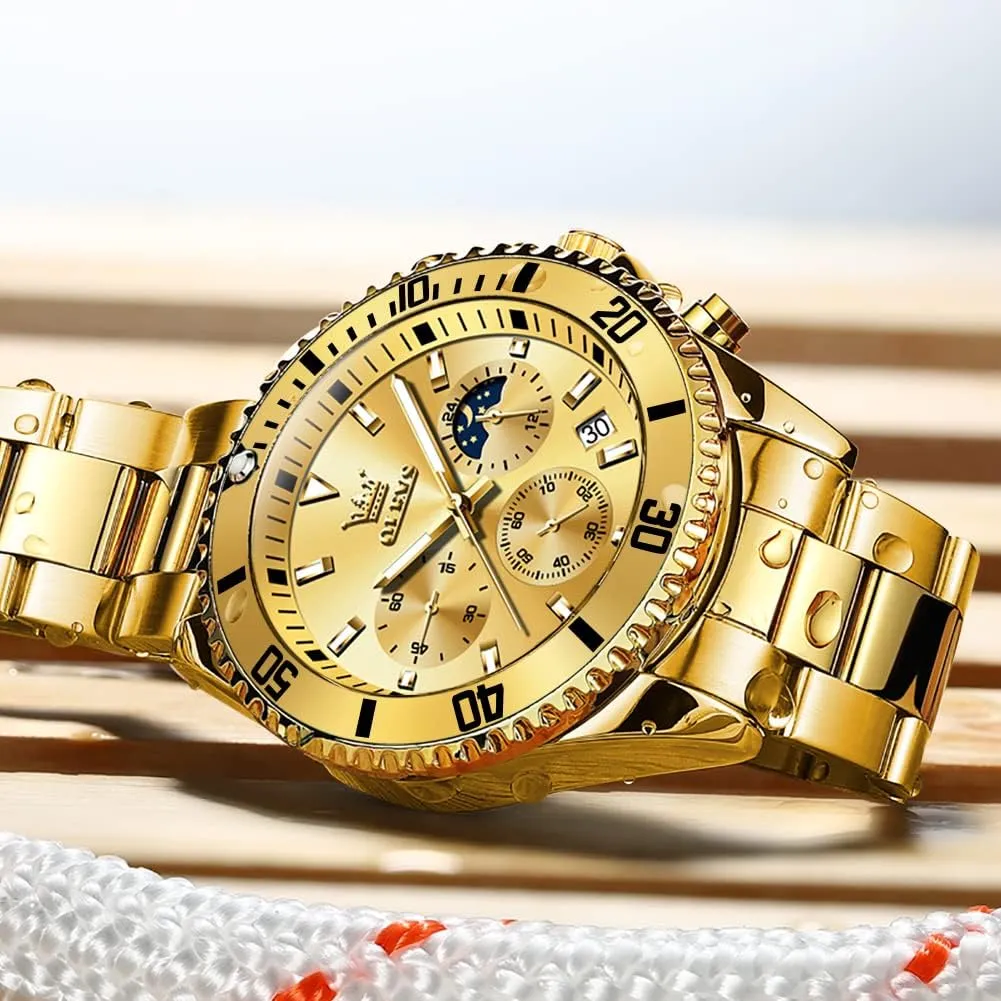 OLEVS Mens Watches Big Face Stainless Steel Waterproof Date Analog Quartz Watches Fashion BusinessWrist Watches for Men