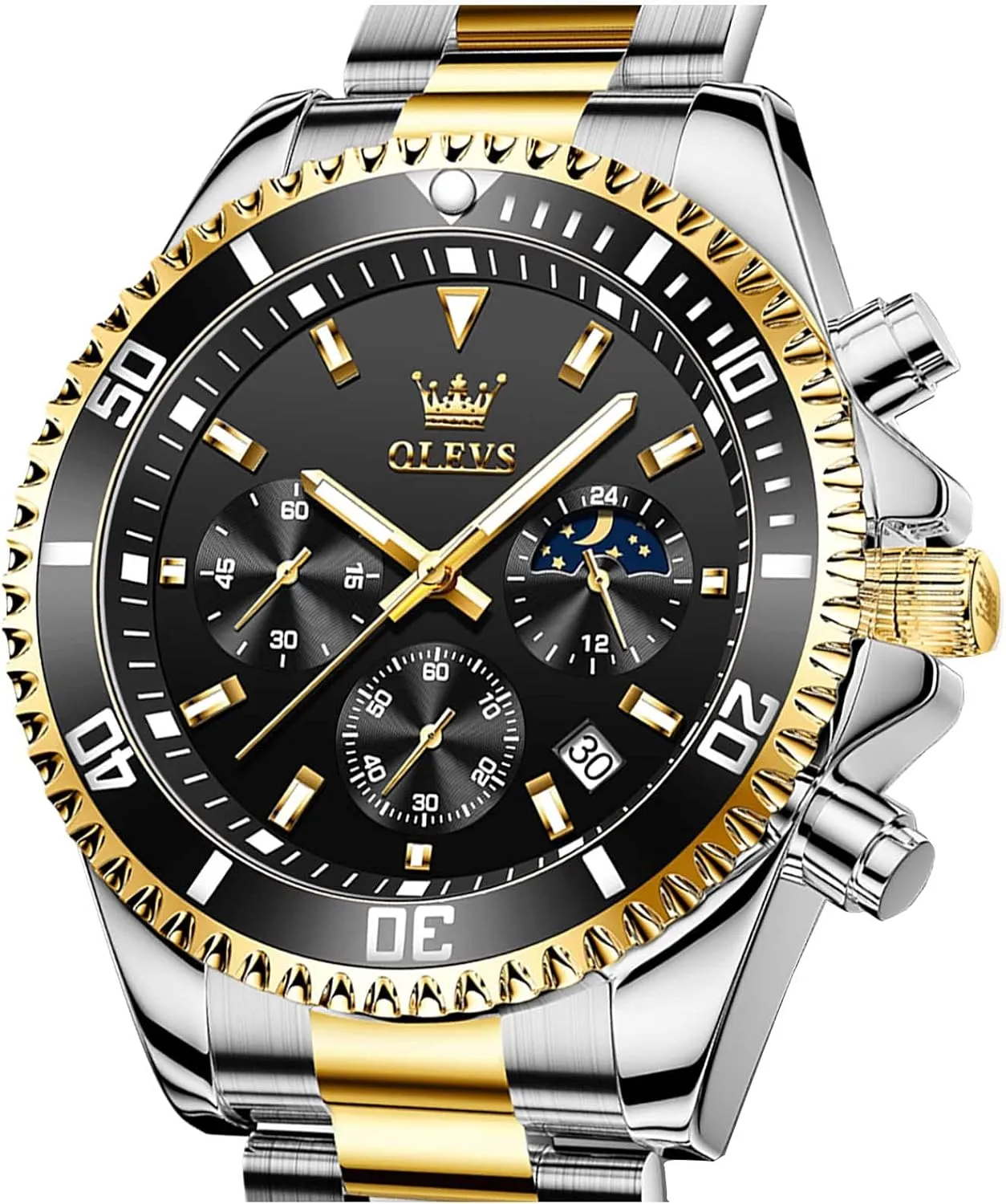 OLEVS Mens Watches Big Face Stainless Steel Waterproof Date Analog Quartz Watches Fashion BusinessWrist Watches for Men