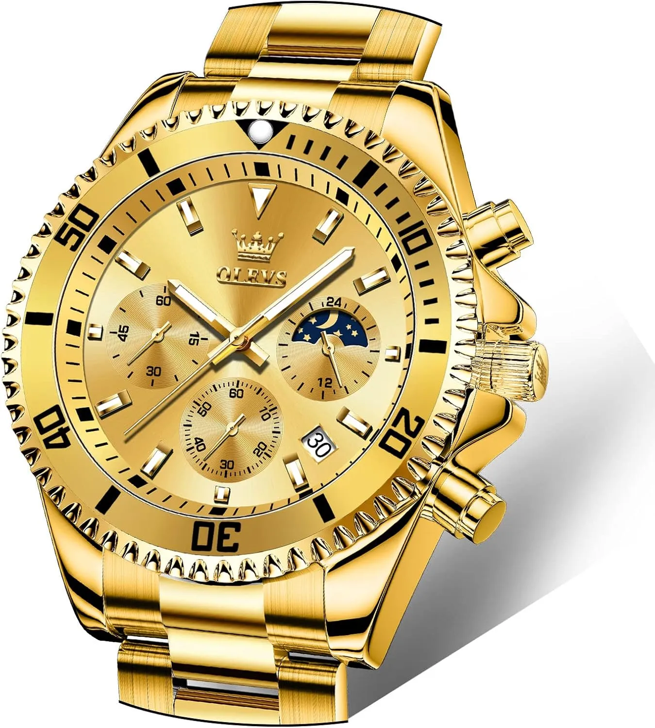 OLEVS Mens Watches Big Face Stainless Steel Waterproof Date Analog Quartz Watches Fashion BusinessWrist Watches for Men