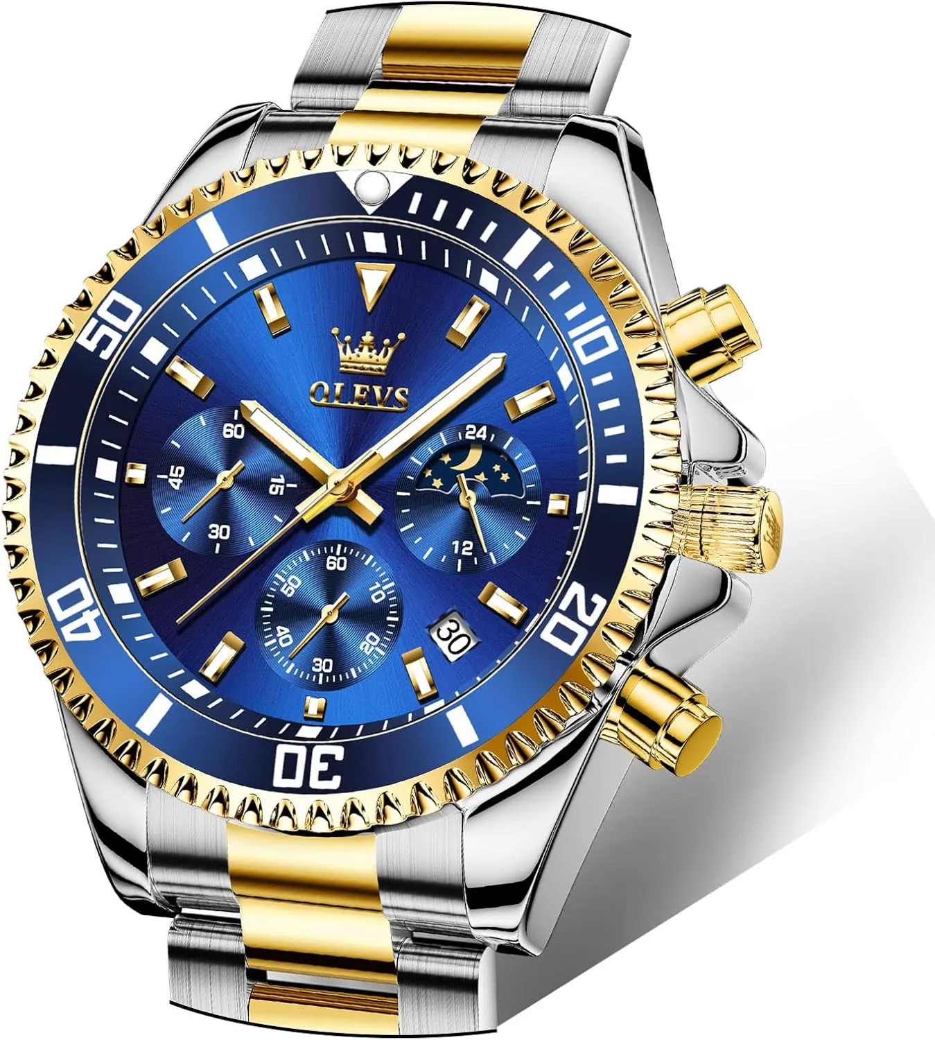 OLEVS Mens Watches Big Face Stainless Steel Waterproof Date Analog Quartz Watches Fashion BusinessWrist Watches for Men