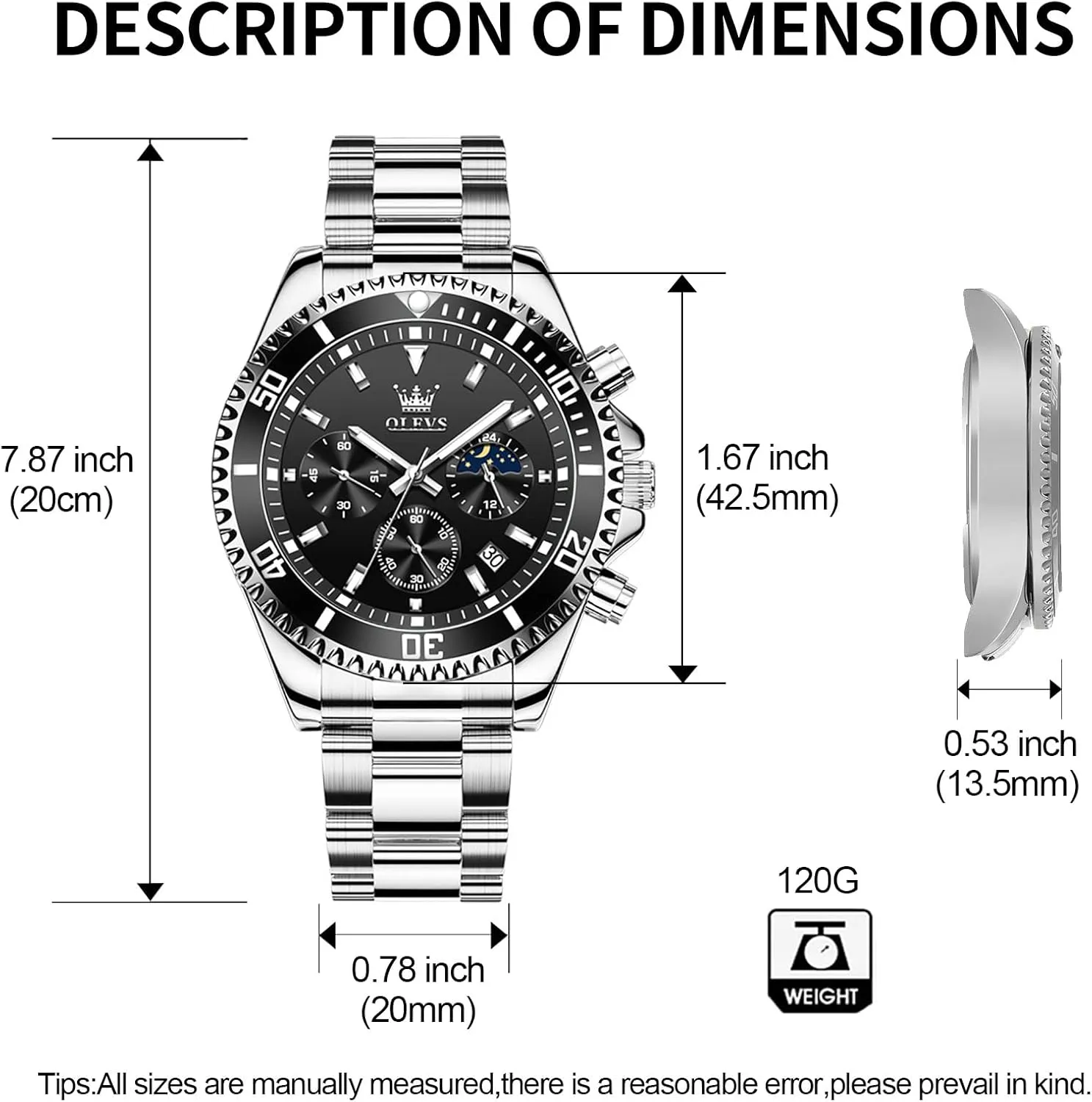 OLEVS Mens Watches Big Face Stainless Steel Waterproof Date Analog Quartz Watches Fashion BusinessWrist Watches for Men