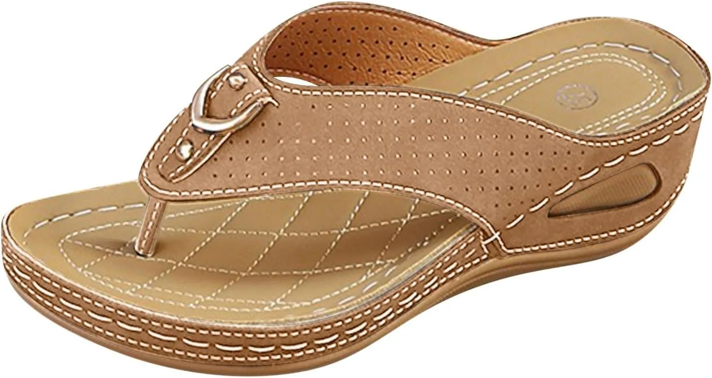Orthopedic Sandals for Women Dressy Comfortable Wedge Sandals Arch Support Summer Non Slip Flip Flops Fashion Casual Walking Wedges Shoes