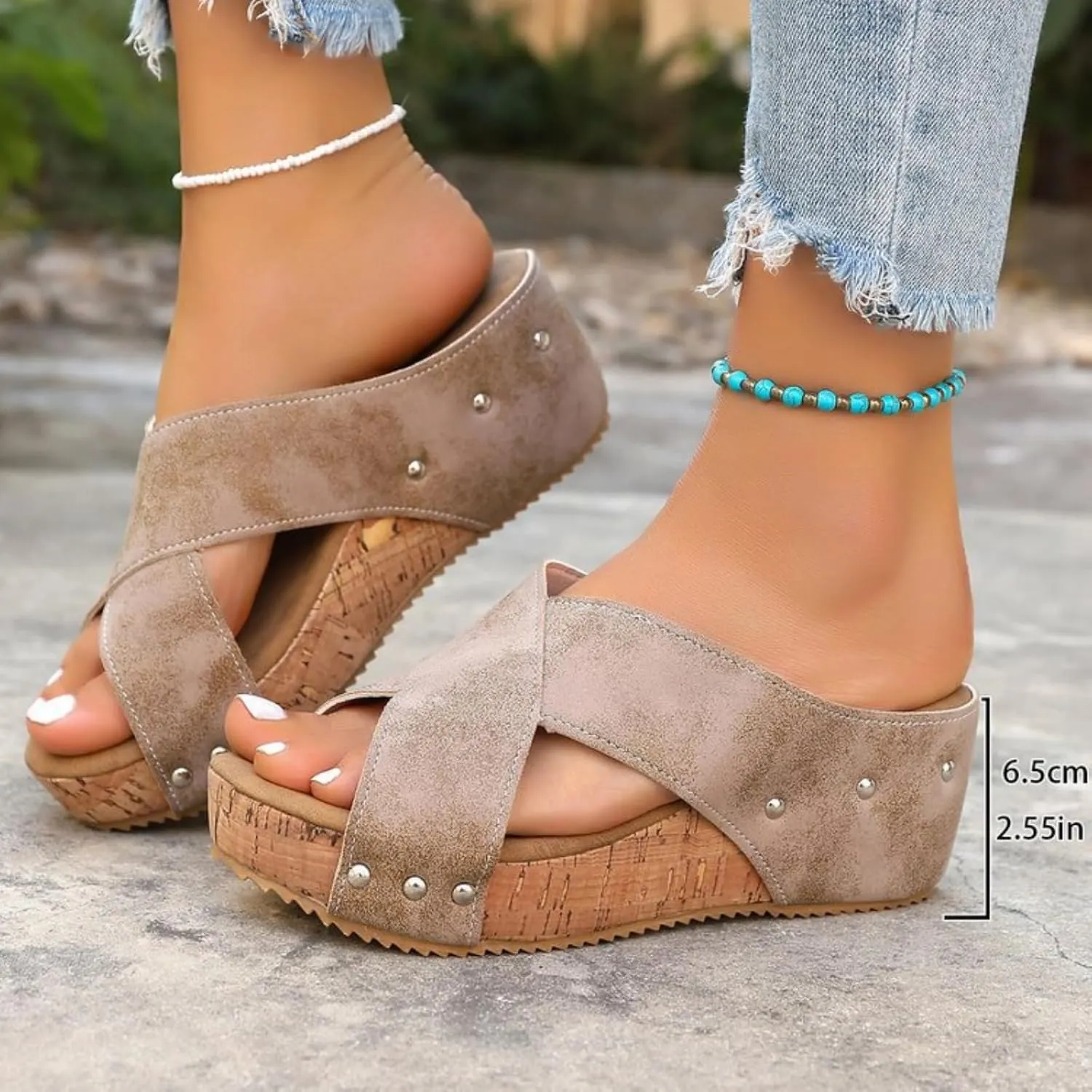 Orthopedic Wedge Sandals for Women with Arch Support Platform Low Heels Summer Casual Comfortable Slip On Walking Shoes