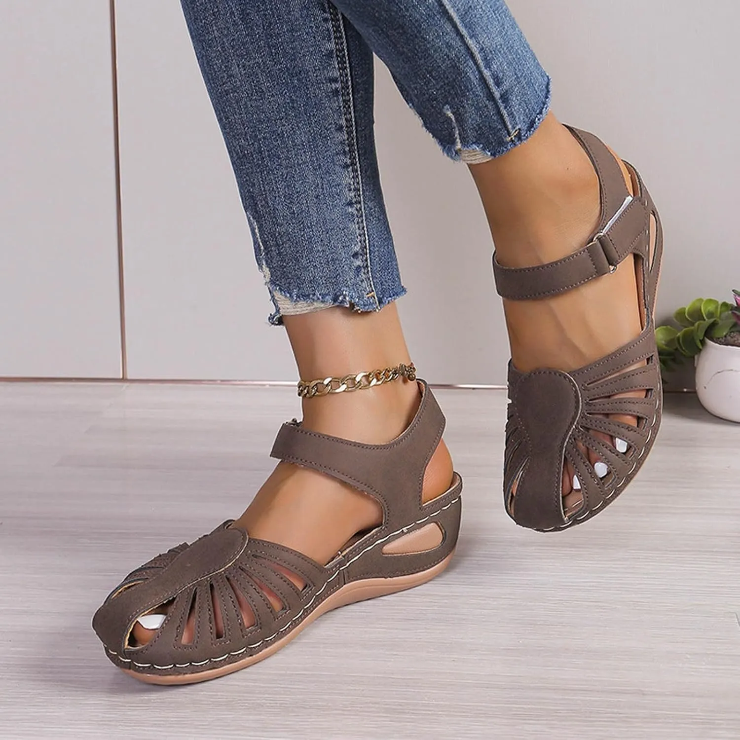 Orthowalkway Womens Close Toe Sandals,Women's Comfy Orthotic Sandals,Dressy Summer Walking Orthopedic Fisherman Shoes