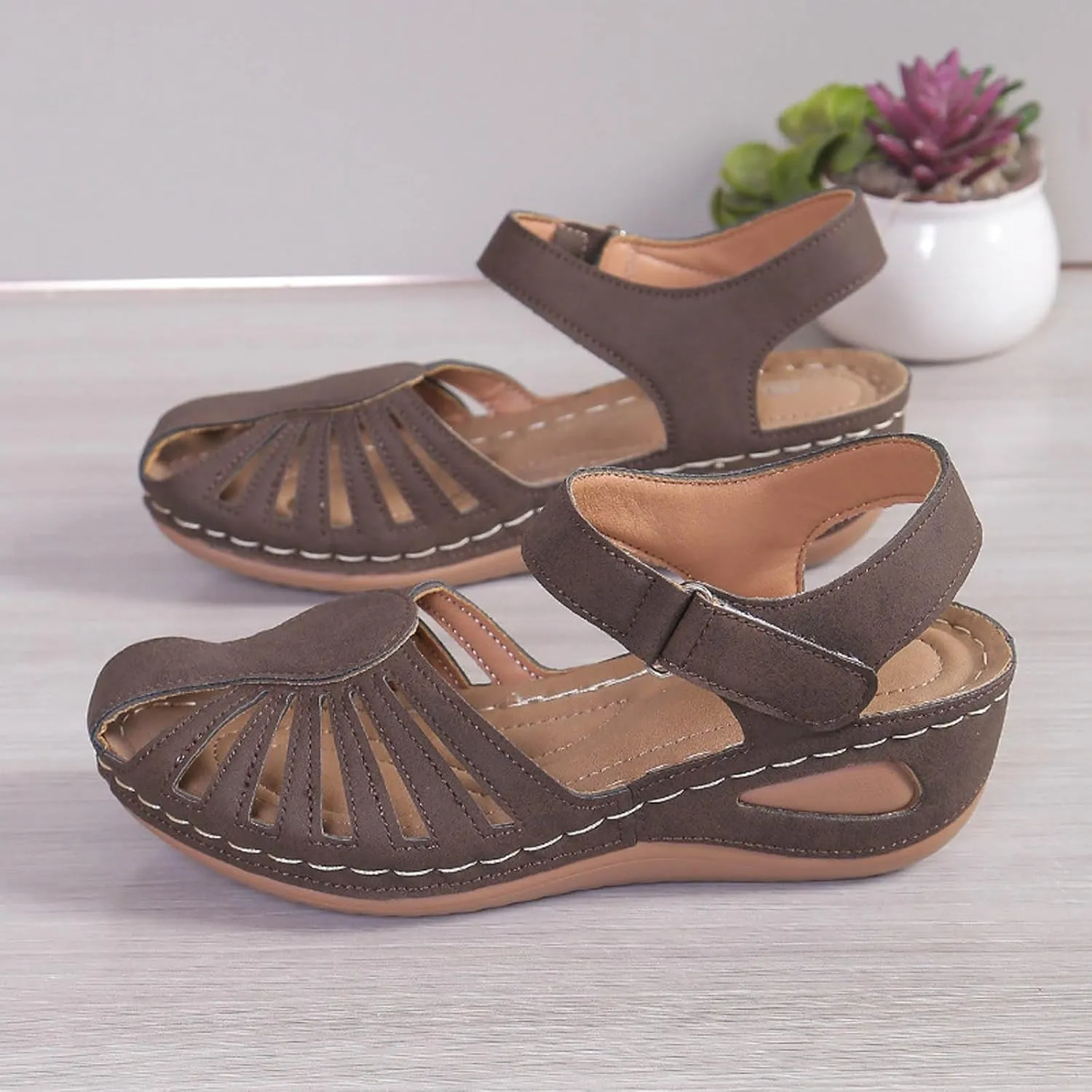 Orthowalkway Womens Close Toe Sandals,Women's Comfy Orthotic Sandals,Dressy Summer Walking Orthopedic Fisherman Shoes