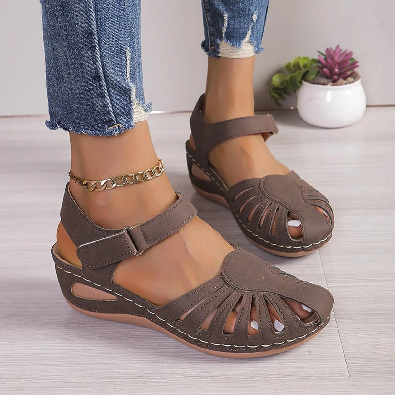 Orthowalkway Womens Close Toe Sandals,Women's Comfy Orthotic Sandals,Dressy Summer Walking Orthopedic Fisherman Shoes