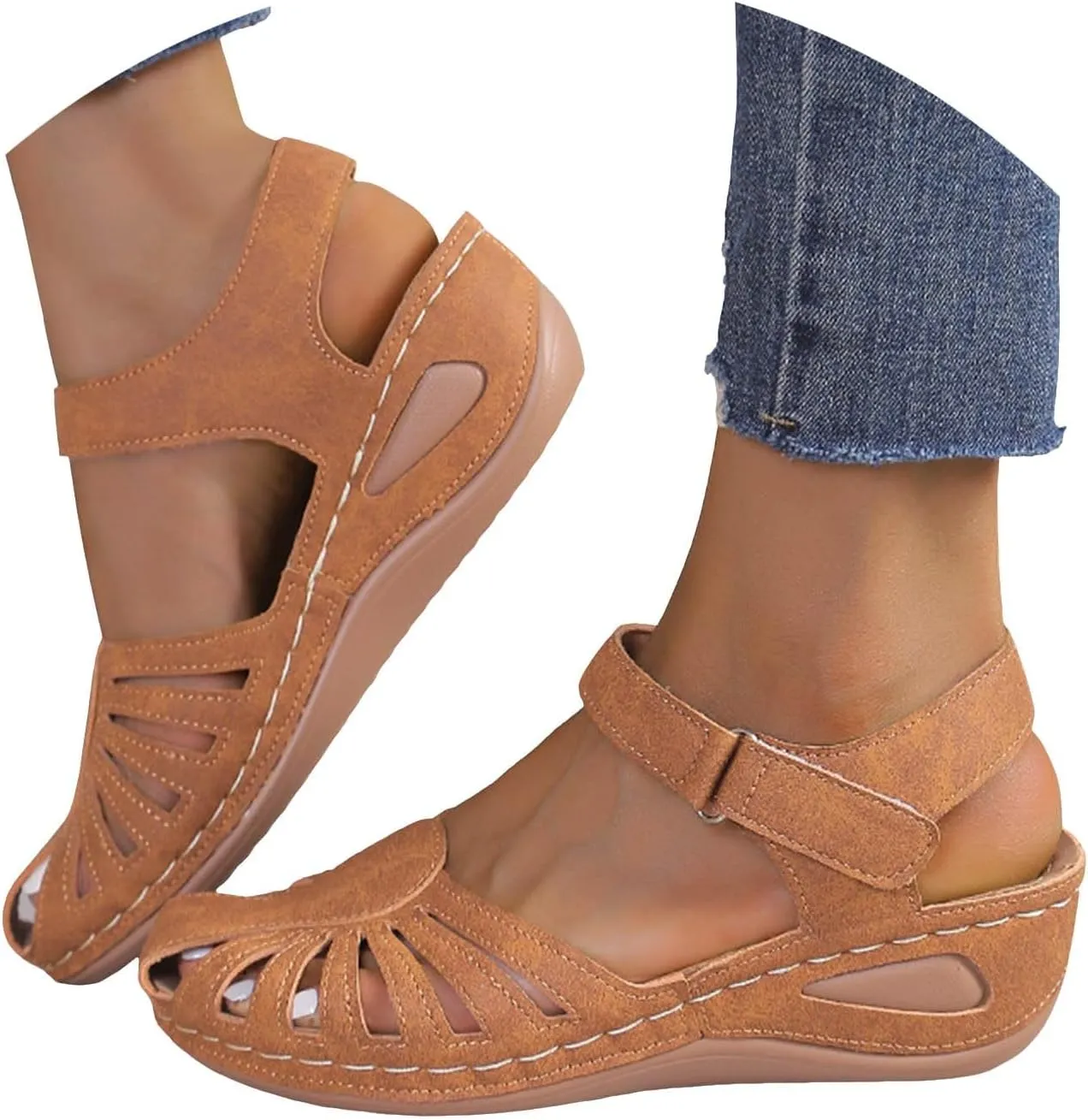 Orthowalkway Womens Close Toe Sandals,Women's Comfy Orthotic Sandals,Dressy Summer Walking Orthopedic Fisherman Shoes