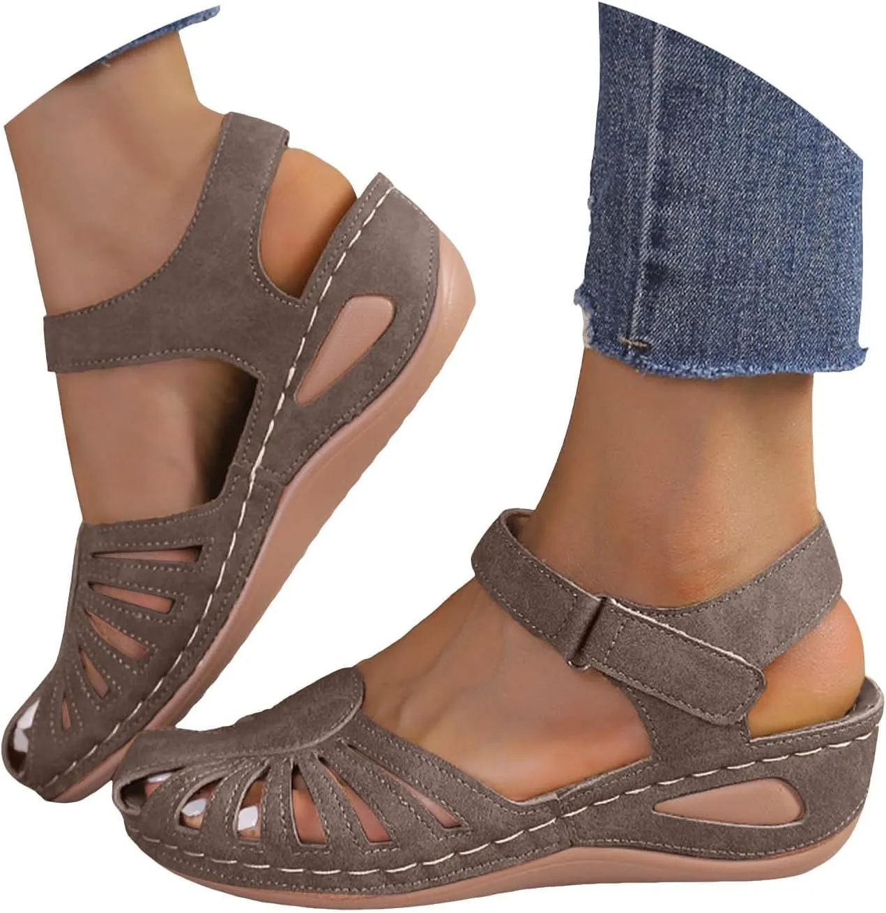Orthowalkway Womens Close Toe Sandals,Women's Comfy Orthotic Sandals,Dressy Summer Walking Orthopedic Fisherman Shoes