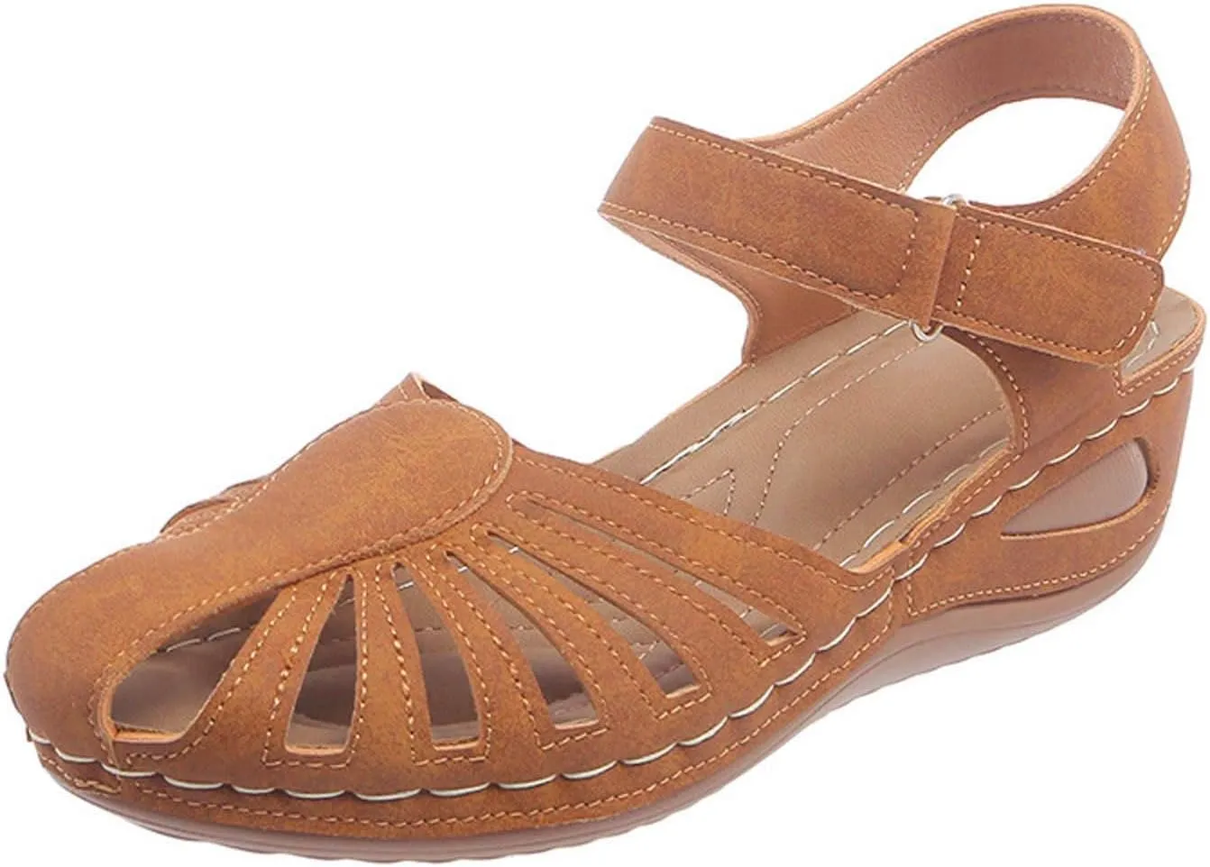 Orthowalkway Womens Close Toe Sandals,Women's Comfy Orthotic Sandals,Dressy Summer Walking Orthopedic Fisherman Shoes
